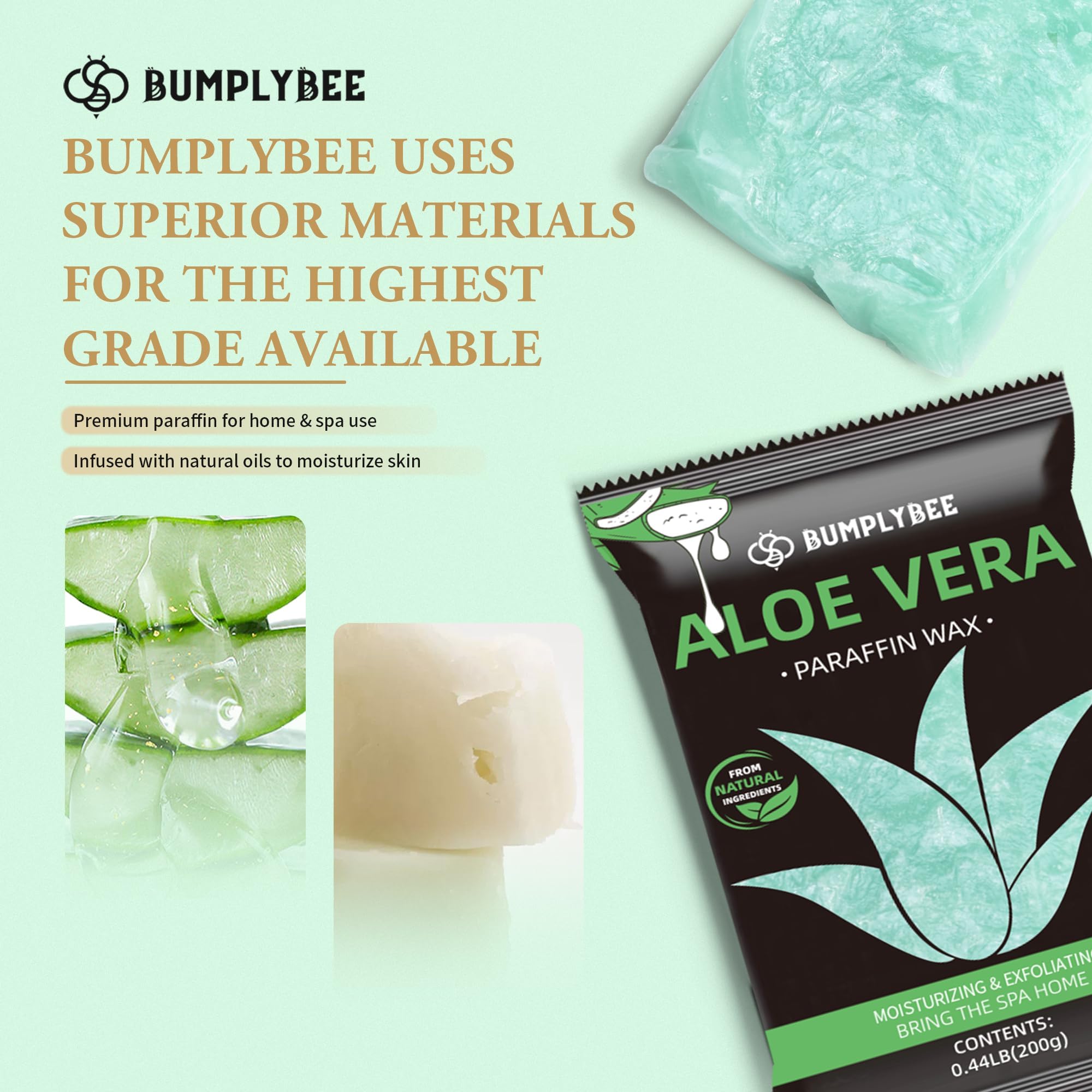 BUMPLYBEE Cera de parafina para manos y pies, paquete de 10 recambios de cera de parafina de aloe vera para máquina de cera de parafina, baño de cera de parafina de cera de manos, baño de parafina de