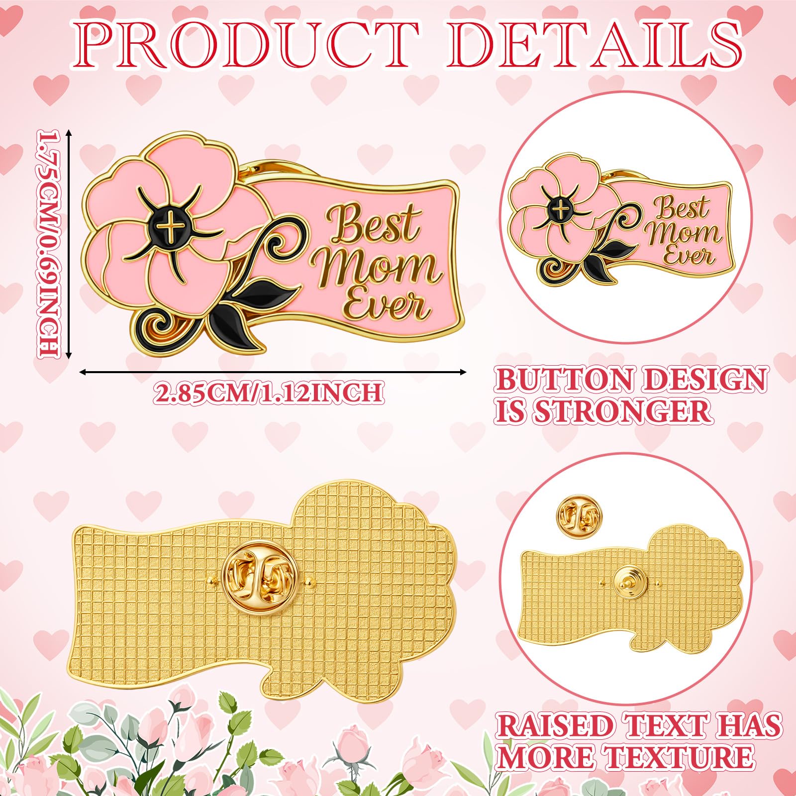 Tondiamo Broches de flores rosas para mujer, regalos para el día de la madre, regalo a granel para la iglesia y la madre, broche de solapa esmaltado, bonito accesorio de vestido para el día de la