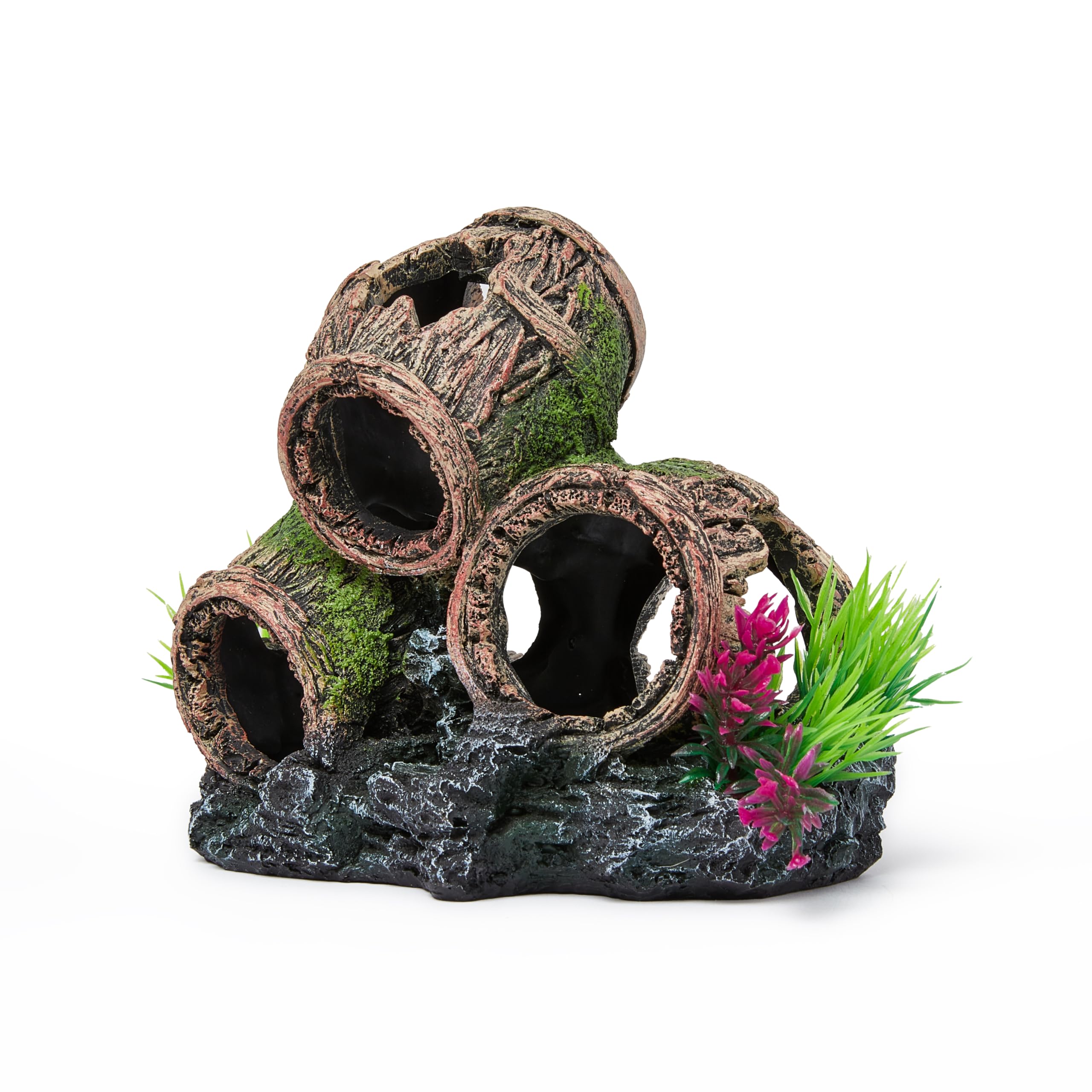 M PELOSA Fish Tank Decorations 17 x 12 x 15 cm Barrel Shaped Aquarium Decoration – Cute Resin Fish Tank Ornaments – Durable Water Resistant Paint Aquarium Accessories for Small, Medium, Large Tanks