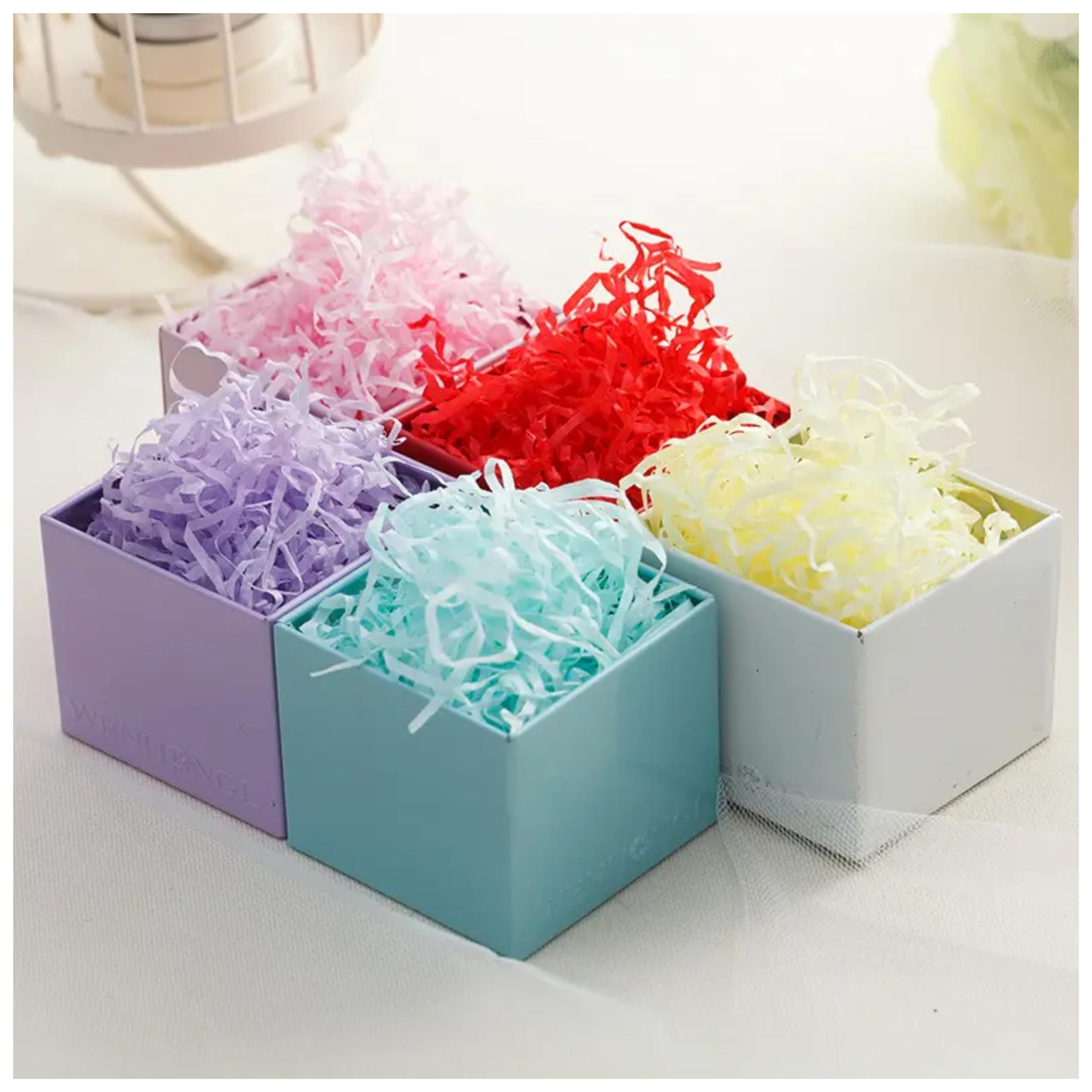 Zarwani 2 Color Shredded Paper 200g (Random Color, 100gram Each Pack) | Shredded Paper Filler, Dry Grass & Raffia Crinkle Strip for Gift Box Packaging, Hamper & Basket Filling (Assorted,200gm) 1