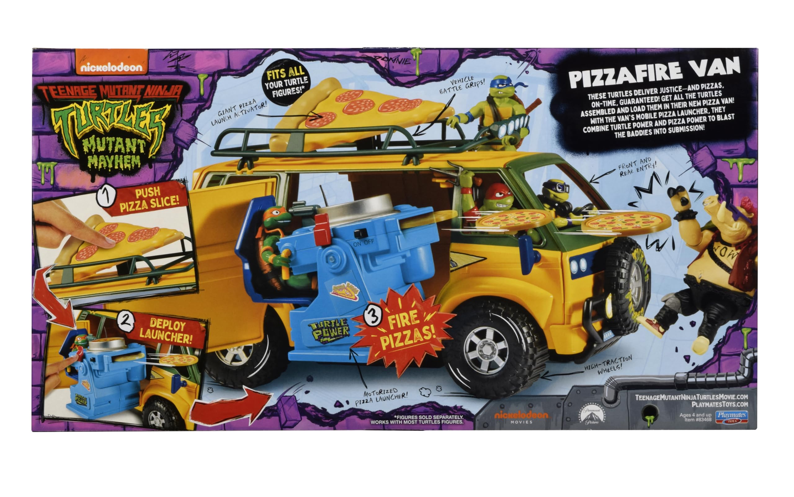 Teenage Mutant Ninja Turtles 83468CO Mutant Mayhem Pizza-Feuerwehrwagen Jungen von 4 bis 7 Jahren und TMNT-Fans, Mehrfarbig/Meereswellen (Ocean Tides)