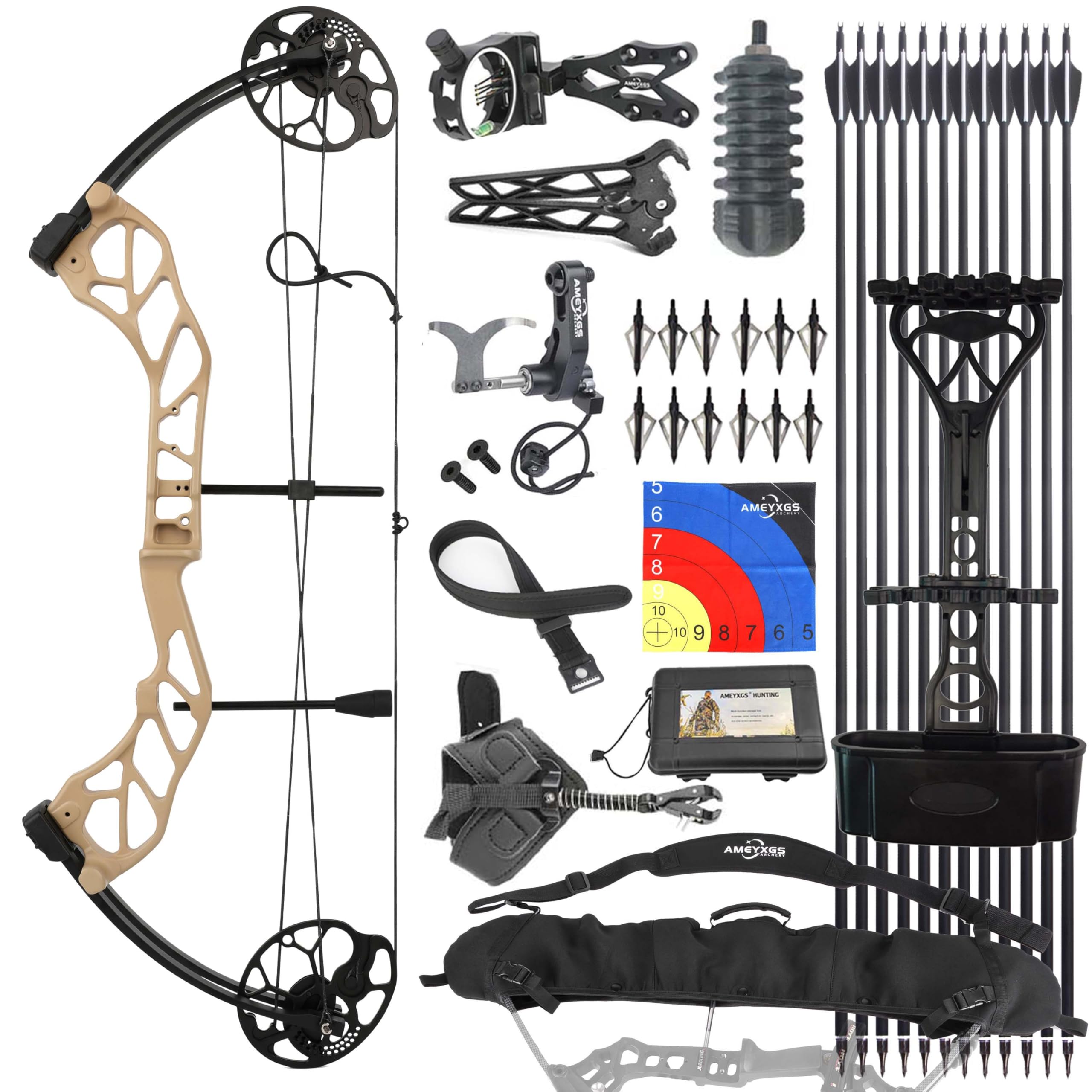Set arco compound da tiro con freccia 320 fps regolabile da 19-70 libbre con accessori completi adatto per la caccia all'aperto