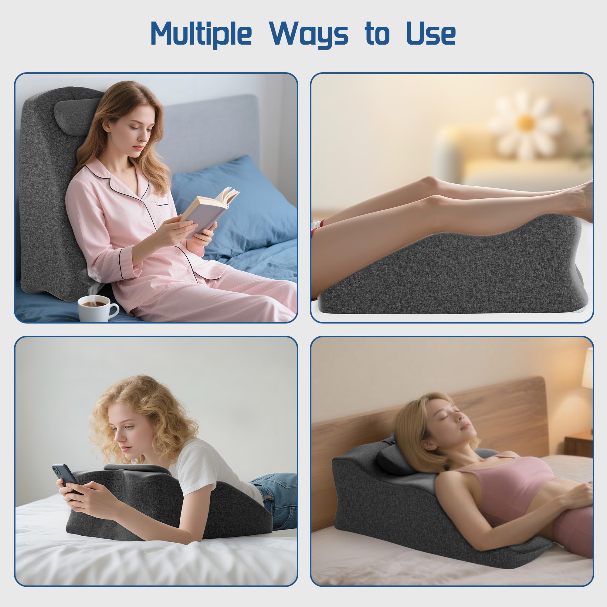 Cojín de lectura para cama y sofá, espuma viscoelástica, cojín ergonómico para la espalda