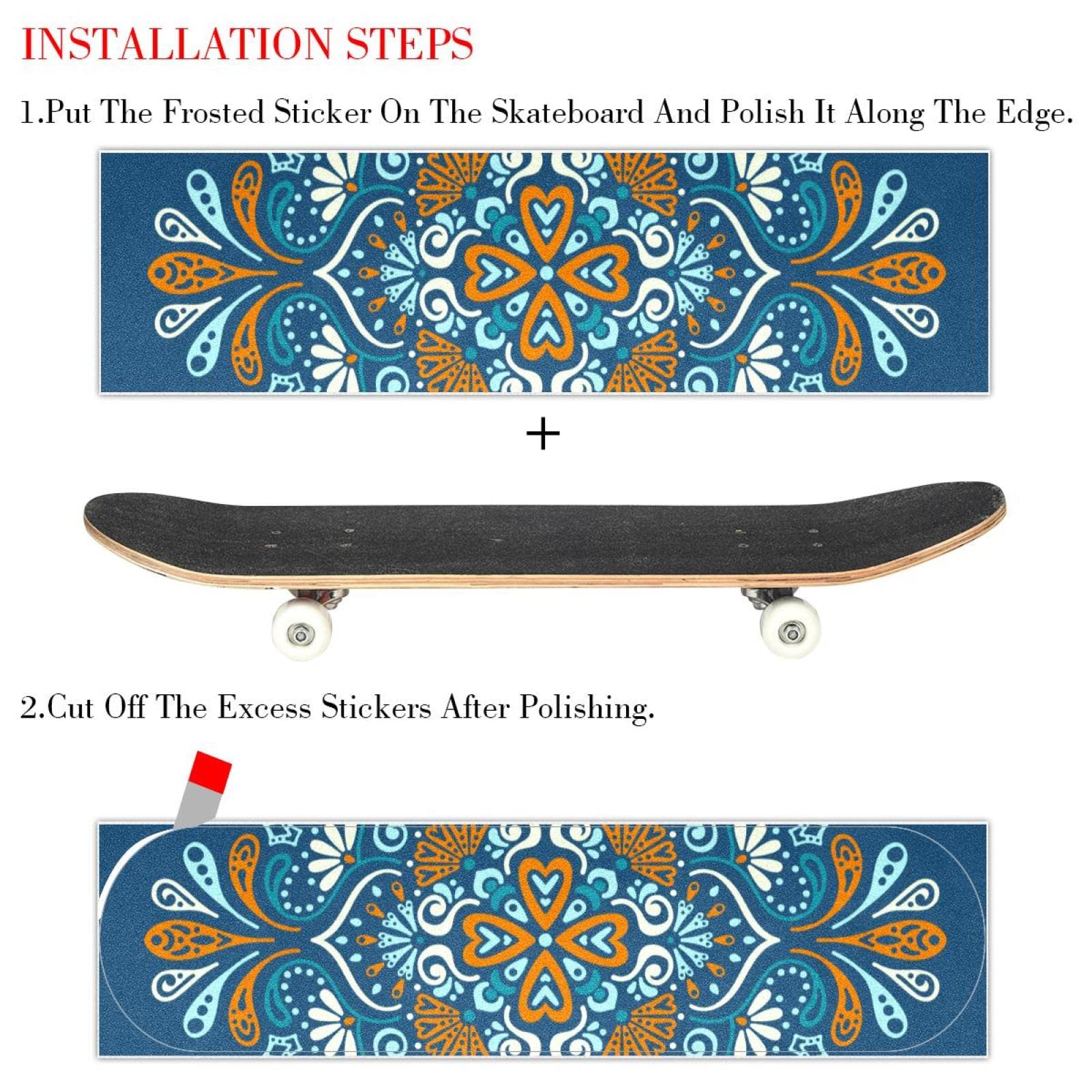Mandala, Boho, indisch, Bohemia, 2 Stück, Skateboard-Griptape, Schleifpapier, Longboard, Aufkleber, Roller, Deck, Sandpapier