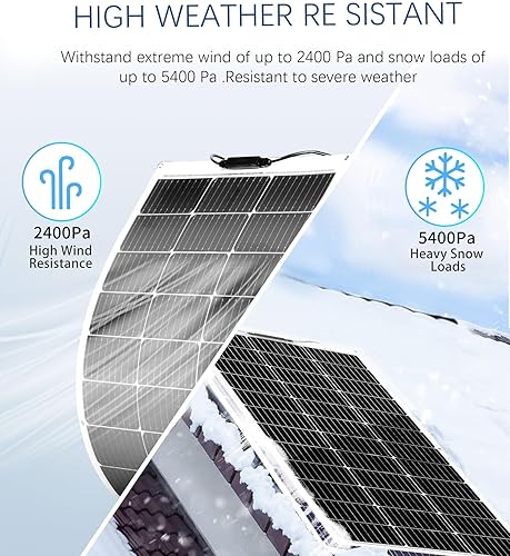 Miniatura 8 de XINPUGUANG Panel solar flexible de 100 W, 12 V, kit solar monocristalino, módulo de peso alto, controlador de carga de 10 A, cable de extensión para