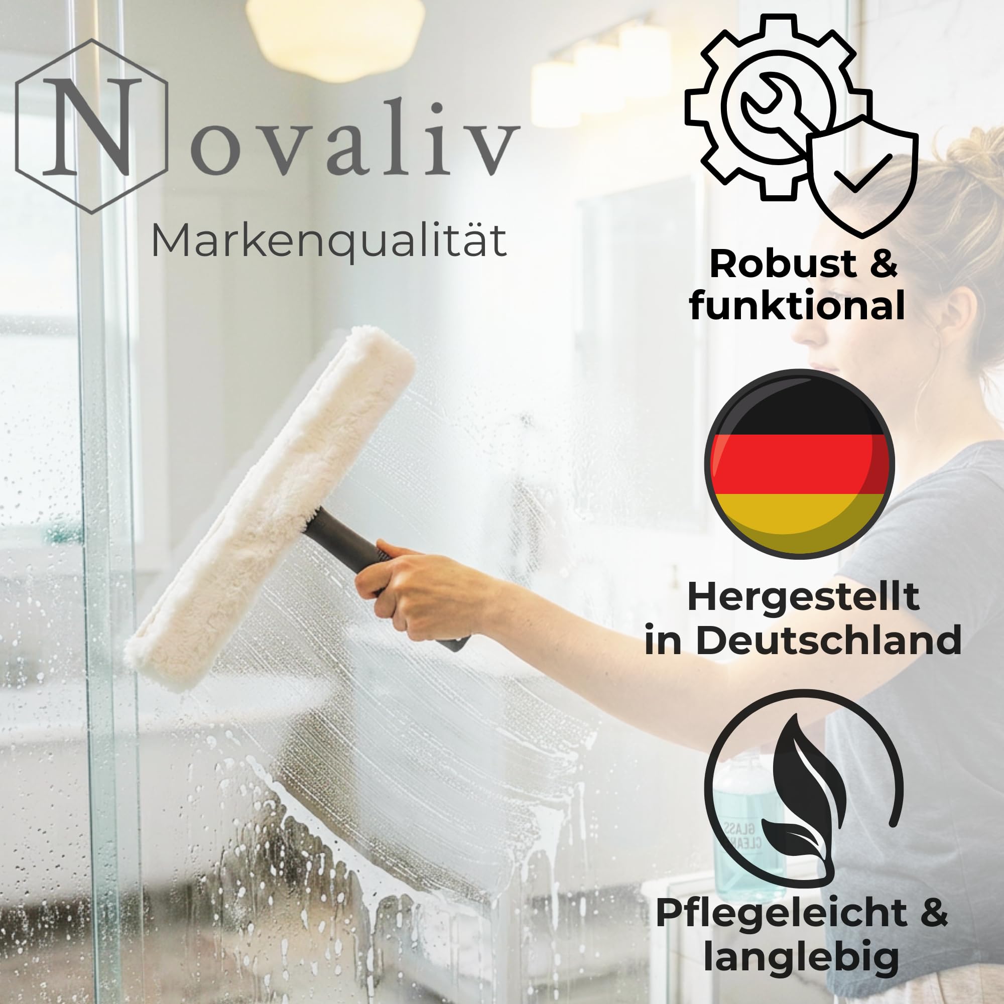 Novaliv 4X Fensterwischer 45 cm Einwascher aus Vlies Einschäumer zum Fensterputzen Fensterwischer Fensterreiniger Fenstereinwäscher Fensterreinigung Fensterputzer