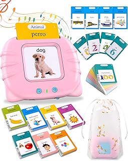 Comprar 510 Palabras Tarjetas Parlantes Español, Juguetes Montessori 2 años,Juegos Educativos niños 2 años Rosa (Español/Inglés/Bilingüe)