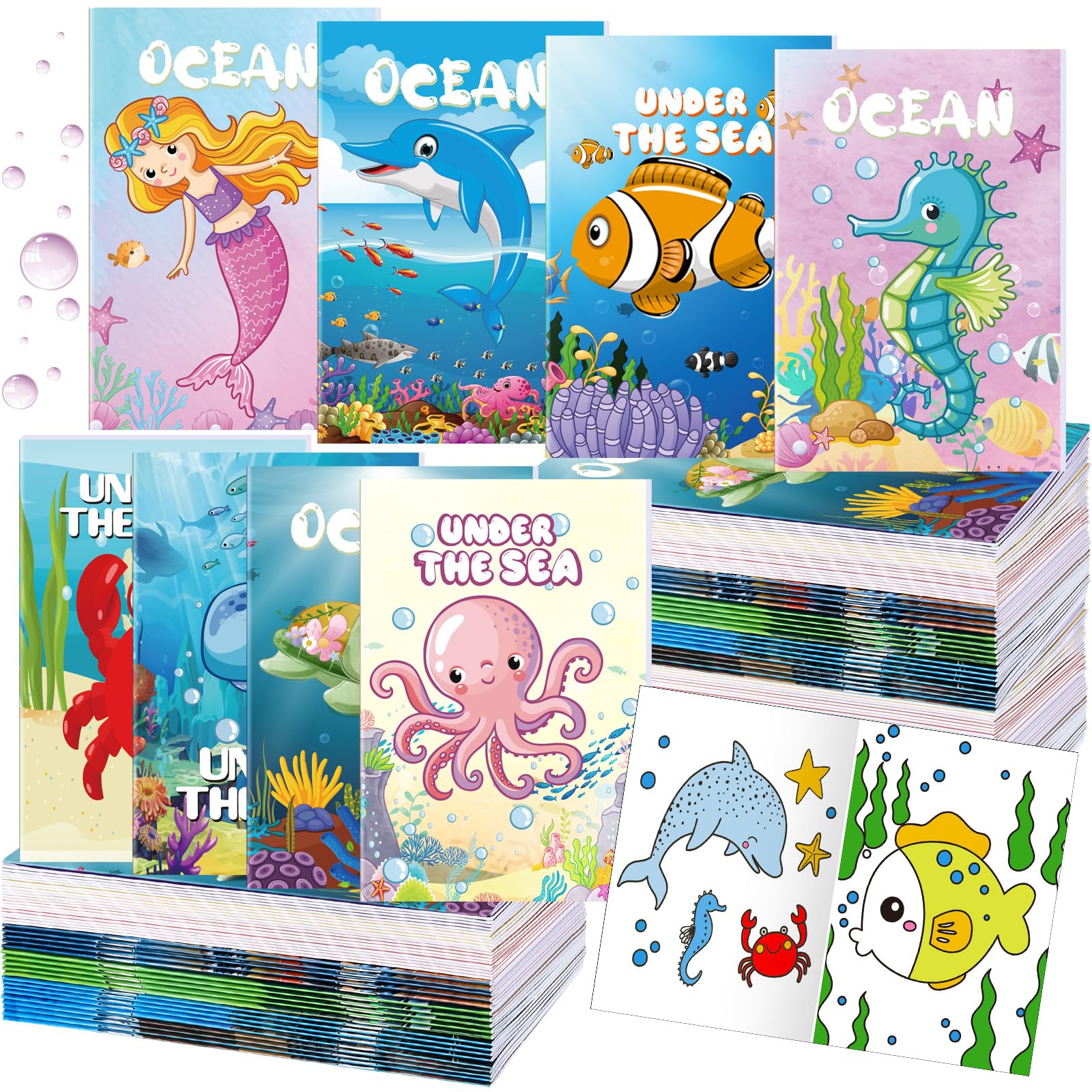 Estune 40 Pcs Ocean Coloring Book for Kids Under The Sea Party Favors Mini Small Coloring Book Bulk Birthday Party Gift Classroom DIY Craft Home