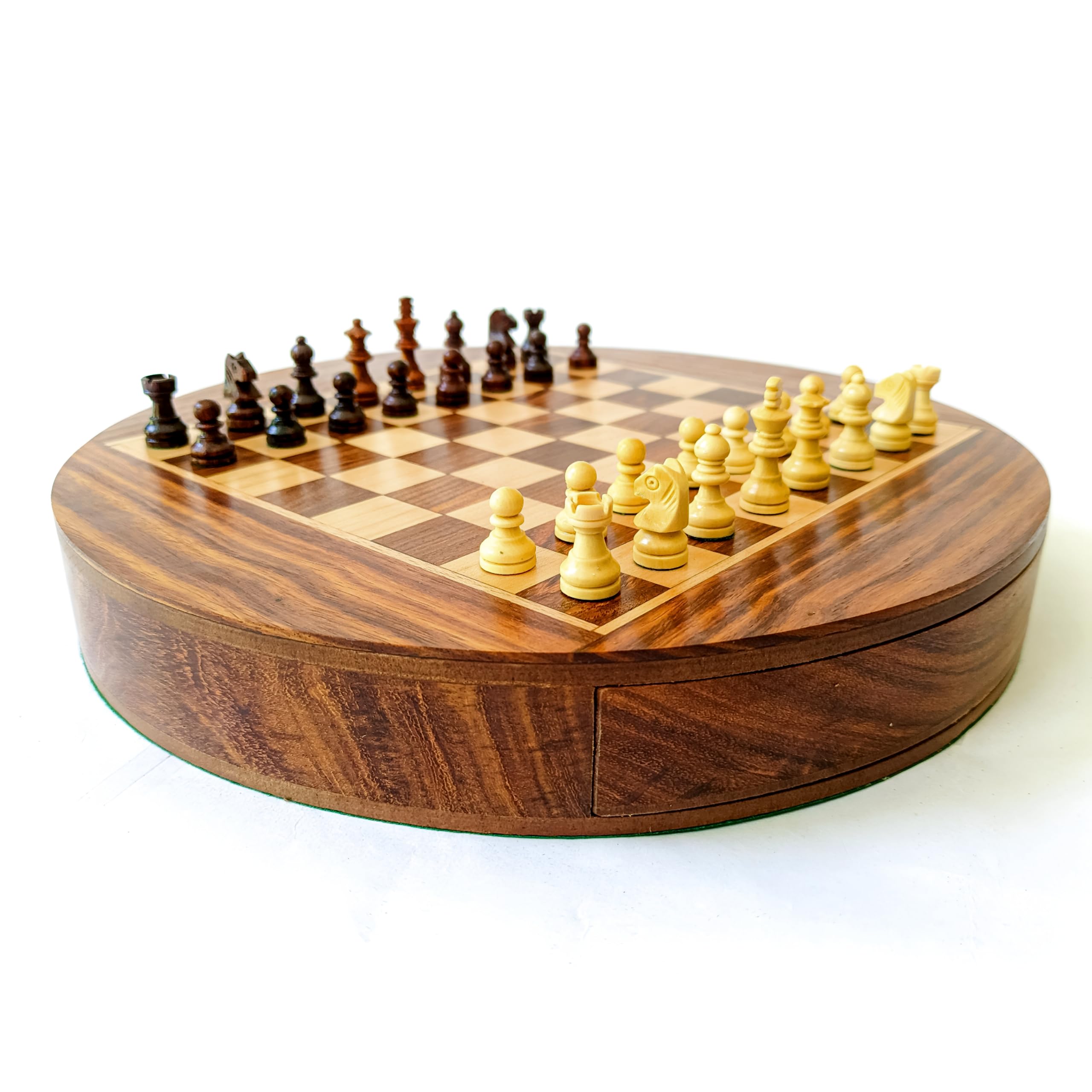Acecrafts Handmade Round Chess Board Set of Indian Rosewood|Magnetic 32 Pieces| Portable Book Style Design| Chess Set with Storage | Anti-Scratching (9 inches) (B0DDDL225F) Amazon Price History, Amazon Price Tracker