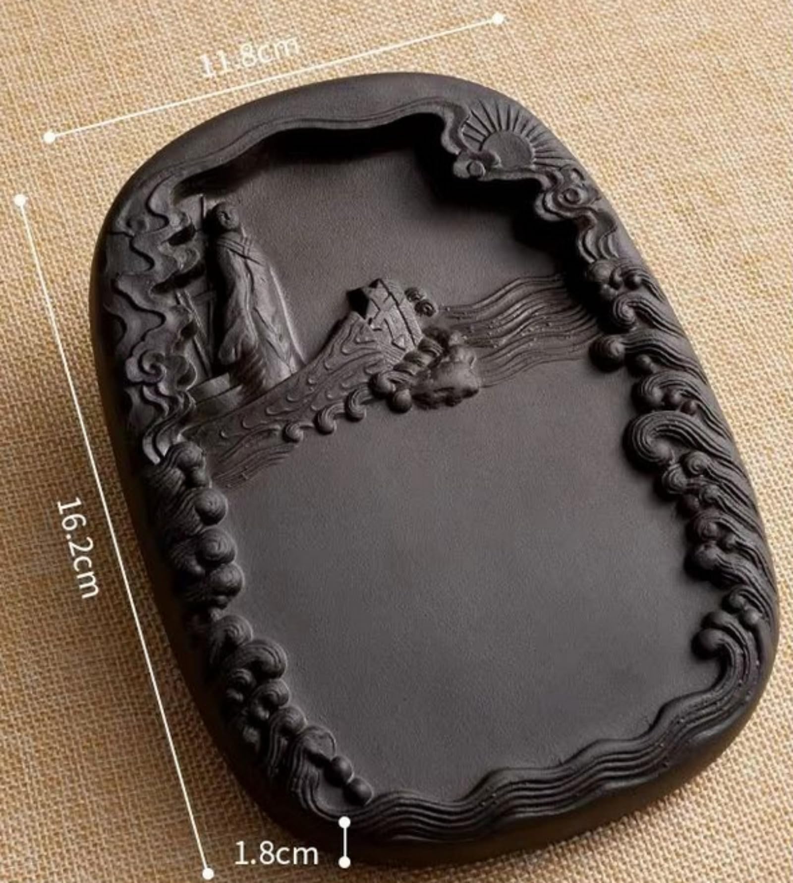 Inkstone Décoration calligraphie chinoise 16,2 cm