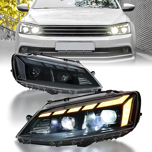 Conjunto completo de faros LED para VW Volkswagen MK6 JETTA 2012-2018, reemplazo de faros halógenos, no para faros delanteros de xenónHID, con señal