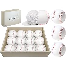 Baseballs 12/24 Pack with Bucket, Standard Size Adult Training Baseballs