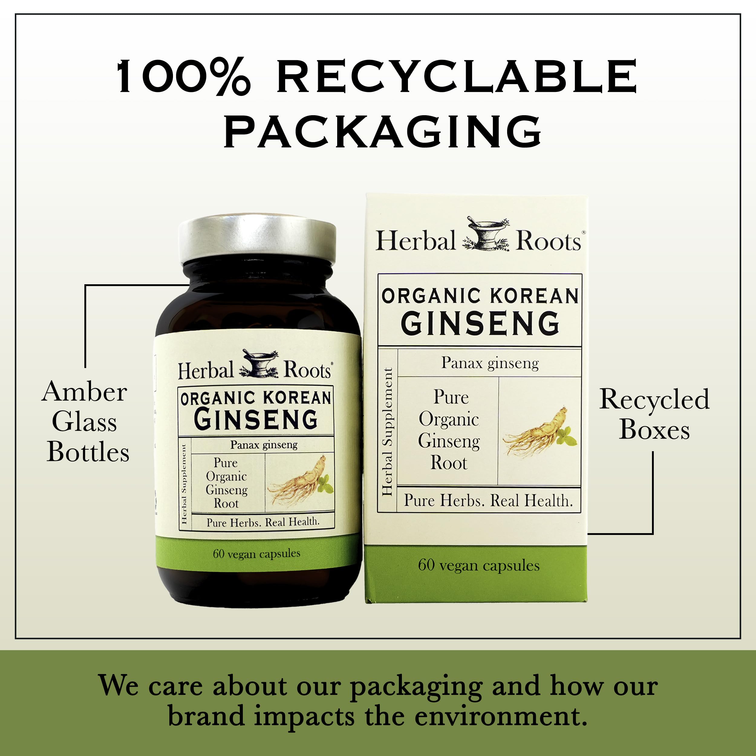 Herbal Roots Panax Ginseng | Organic Korean Ginseng Root Powder | 1000mg | High Ginsenosides for Energy & Performance | 60 Vegan Capsules — Amazon image 7