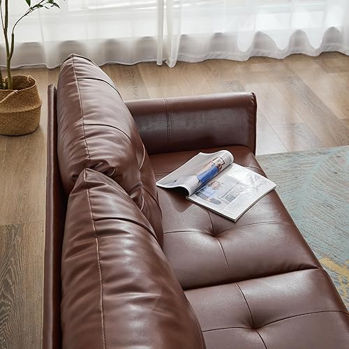 Miniatura 6 de TYBOATLE Sofá de 61 pulgadas, sofá biplaza pequeño para sala de estar, sofá de cuero, moderno de mediados de siglo, mini sofá copetudo cómodo para