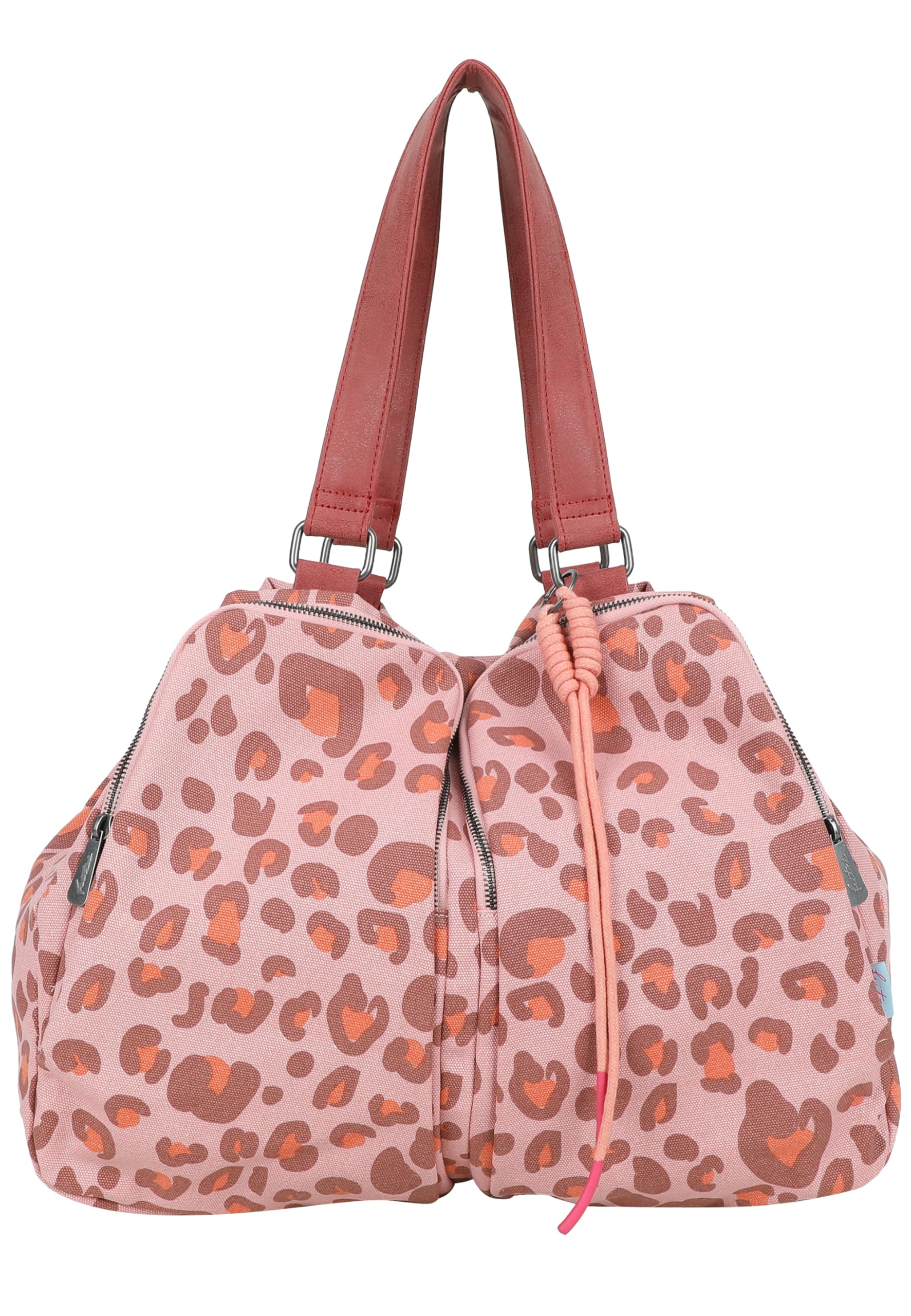 Fritzi Donny Shopper Leo Brick Canvas Handbag Women's Shopper Festival City Vegan Cotton Mix Leopard Print Braided Pendant Magnetic Closure 32 x 43 x 15 cm, Pink