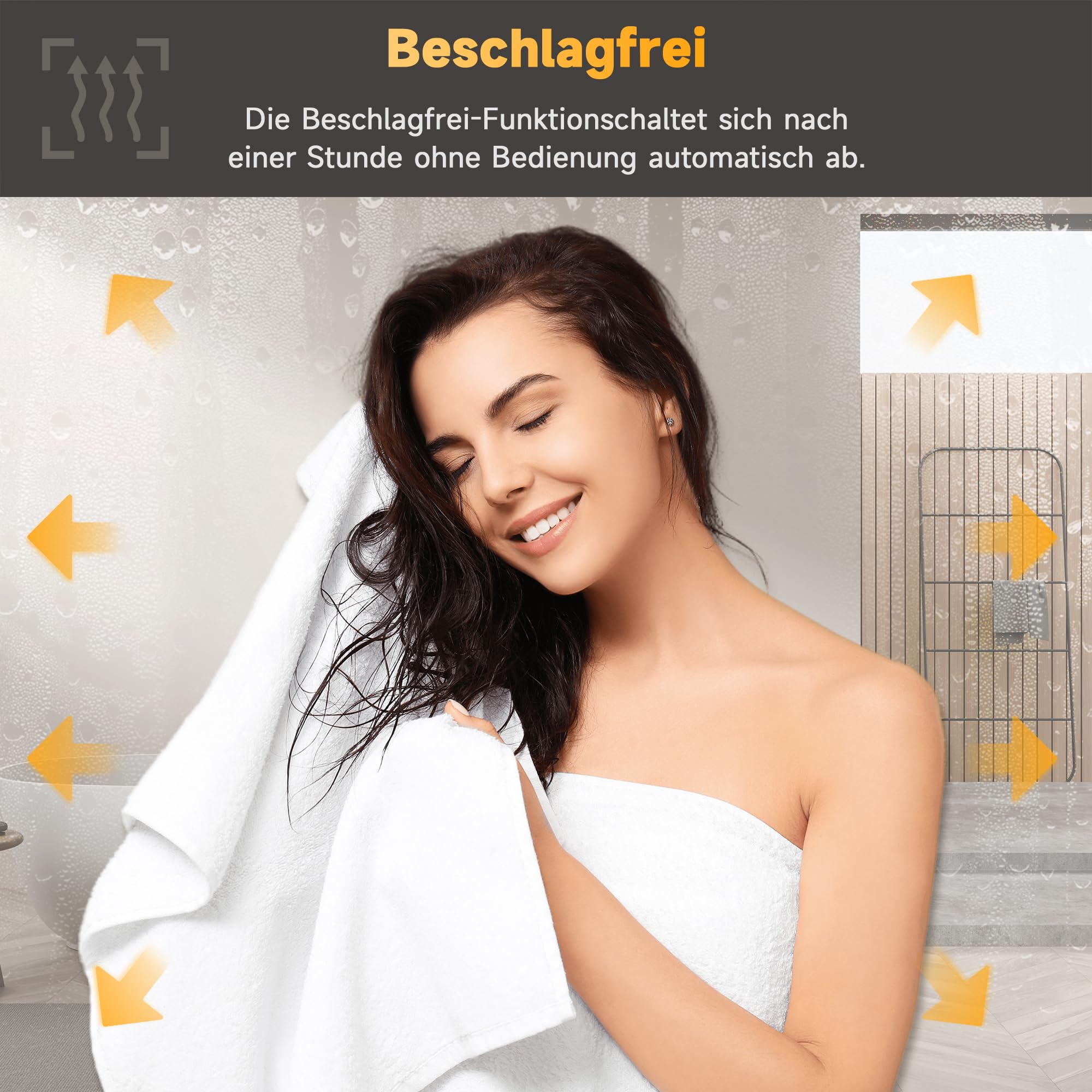 SONNI Specchio da Bagno Illuminato a LED, Specchio da Parete da Bagno 70 x 50cm Moderno, Bianco Freddo Impermeabile IP44 a Risparmio Energetico