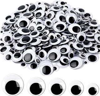 500 Pieces Wiggle Googly Eyes Self Adhesive Black White Craft Eyes for DIY Crafts Decoration (0.4 in, 0.6 in, 0.8 in, 1 i...