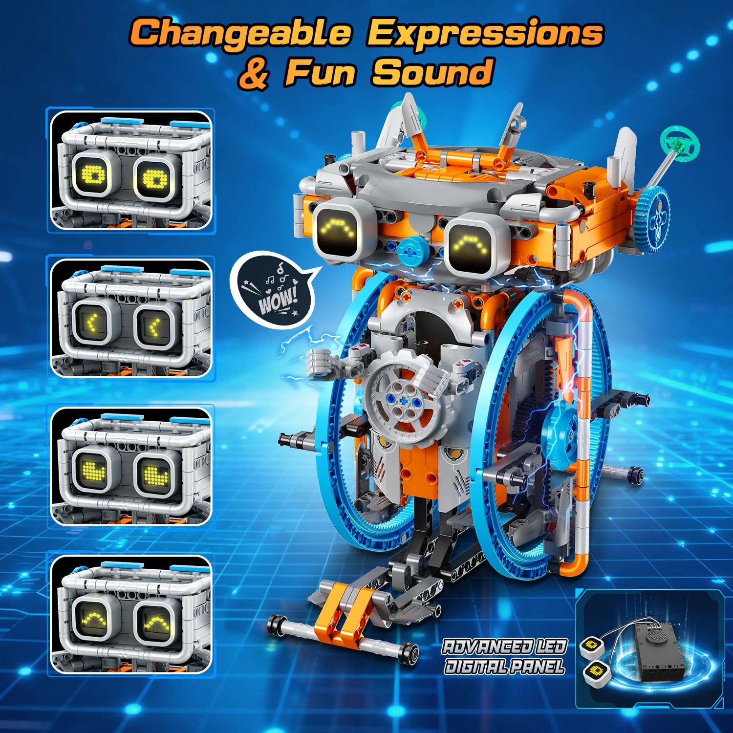 HiWEEGO Technik Roboter für Kinder Bauspielzeug mit LED-Augen, 5-in-1 Fernbedienung und App Wiederaufladbare RC Robot mit einzigartigem Raddesign Geschenk für Jungen Mädchen Teens ab 12+ (783 Stück)