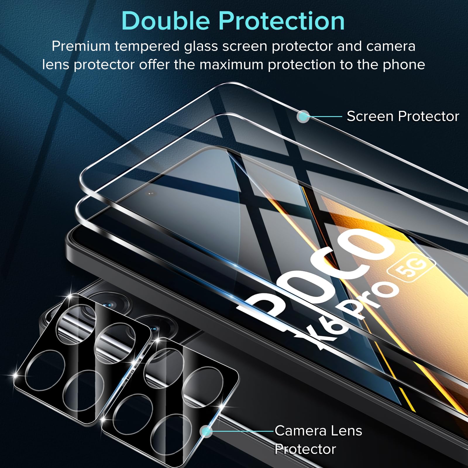 IVoler 2 Pezzi Vetro Temperato 9H Per Xiaomi Pad 6S Pro + 2 Pellicole Fotocamera | Anti Graffio, Anti Impronta, Senza Bolle - 5