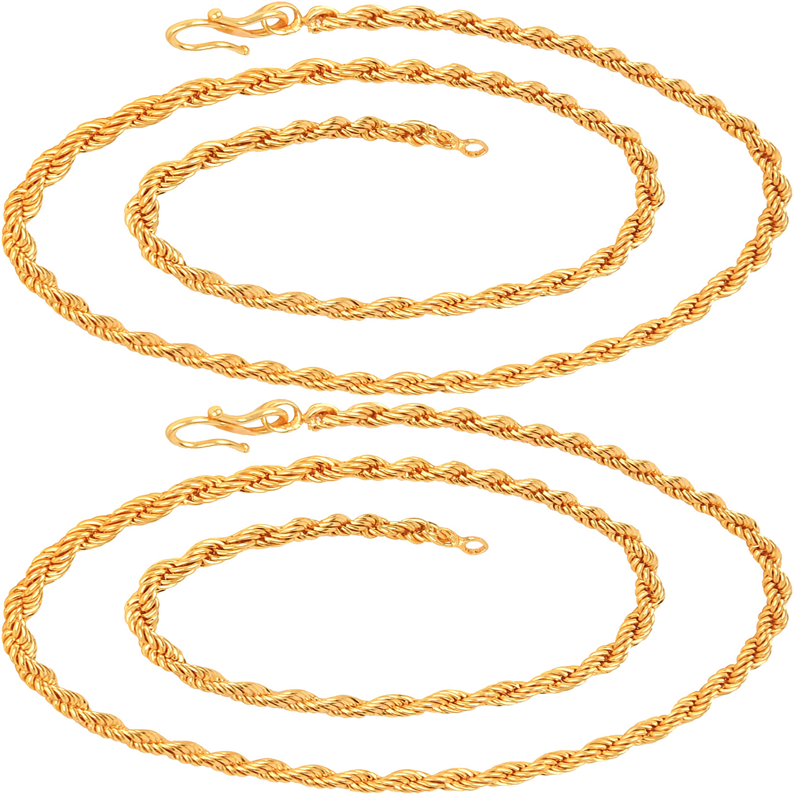 Fashion Frill (FF328_FF328 Gold Plated Golden Metal Combo Chain For Men Women - 24 Inches Long (B08T631XFF) Amazon Price History, Amazon Price Tracker
