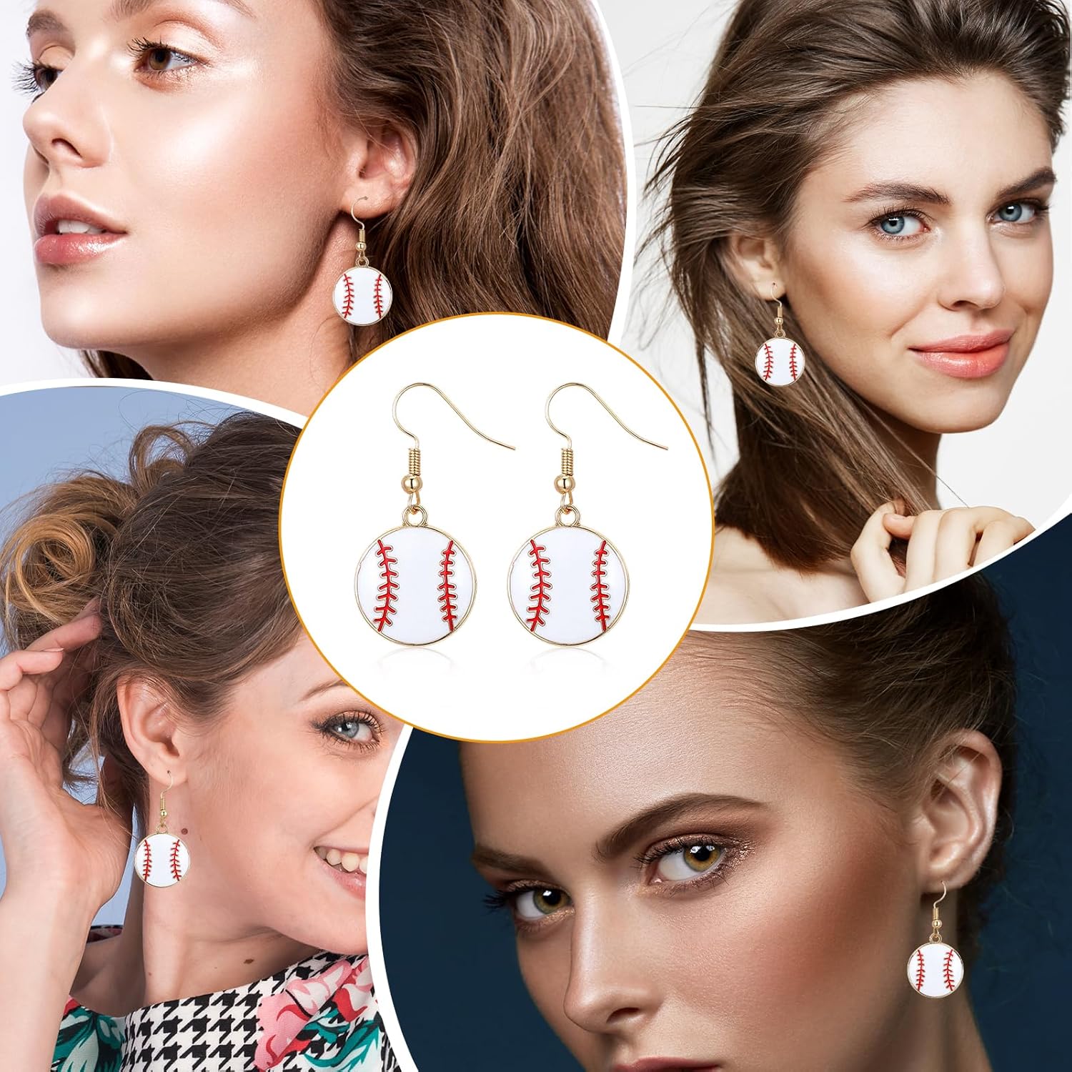 Baseball Earrings for Women Baseball Dangle Earrings Sports Ball Shape Softball Earring Baseballs Player Holiday Party Game Day Jewelry Accessories for Women Girls Fans Gifts - Image 5