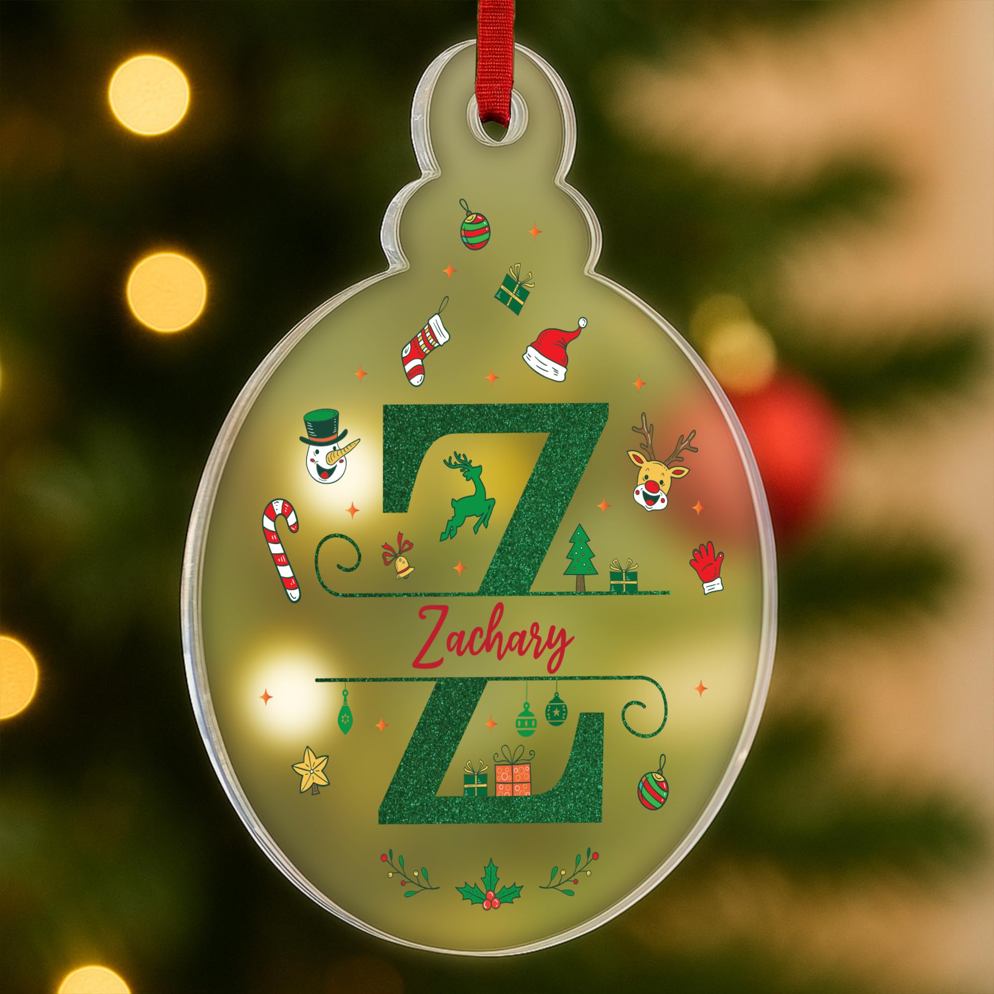 Star Online Red, Green, Silver, Or Gold Personalised Acrylic Christmas Baubles Custom Name Xmas Ornament Christmas Tree Decorations Gift For Kids Keepsake Family Present