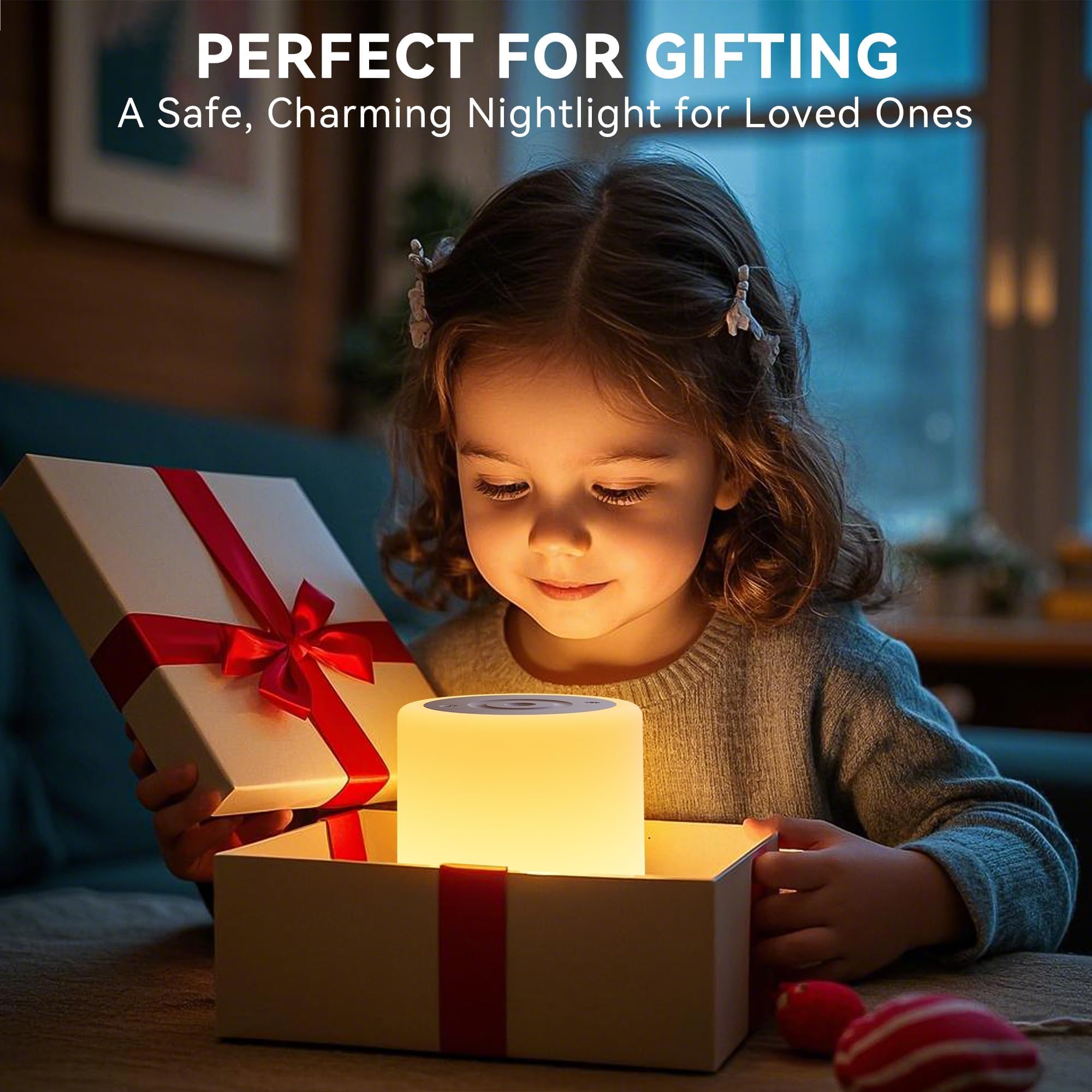 Auxmir Lampada da Comodino LED Touch, Abat Jour da Comodino Senza Fili, Colori RGB, 4 Modalità, 5 Livelli di Luminosità, Ricaricabile 3000mAh, Funzione Timer, Luce Notturna per Camera da letto Regalo