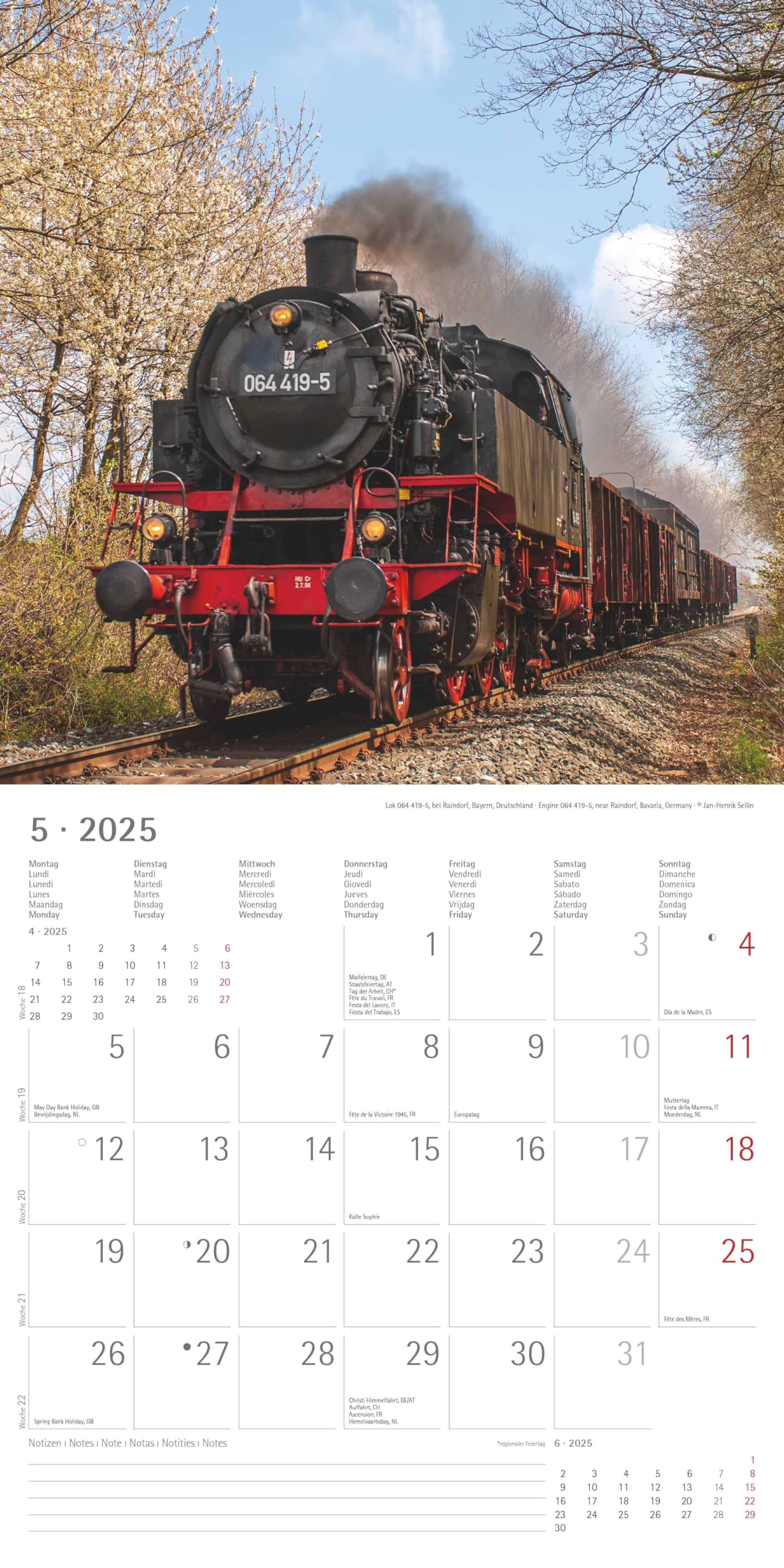 Dampfloks 2025 - Broschürenkalender 30x30 cm (30x60 geöffnet) - Kalender mit Platz für Notizen - Steam Engines - Bildkalender - Wandkalender