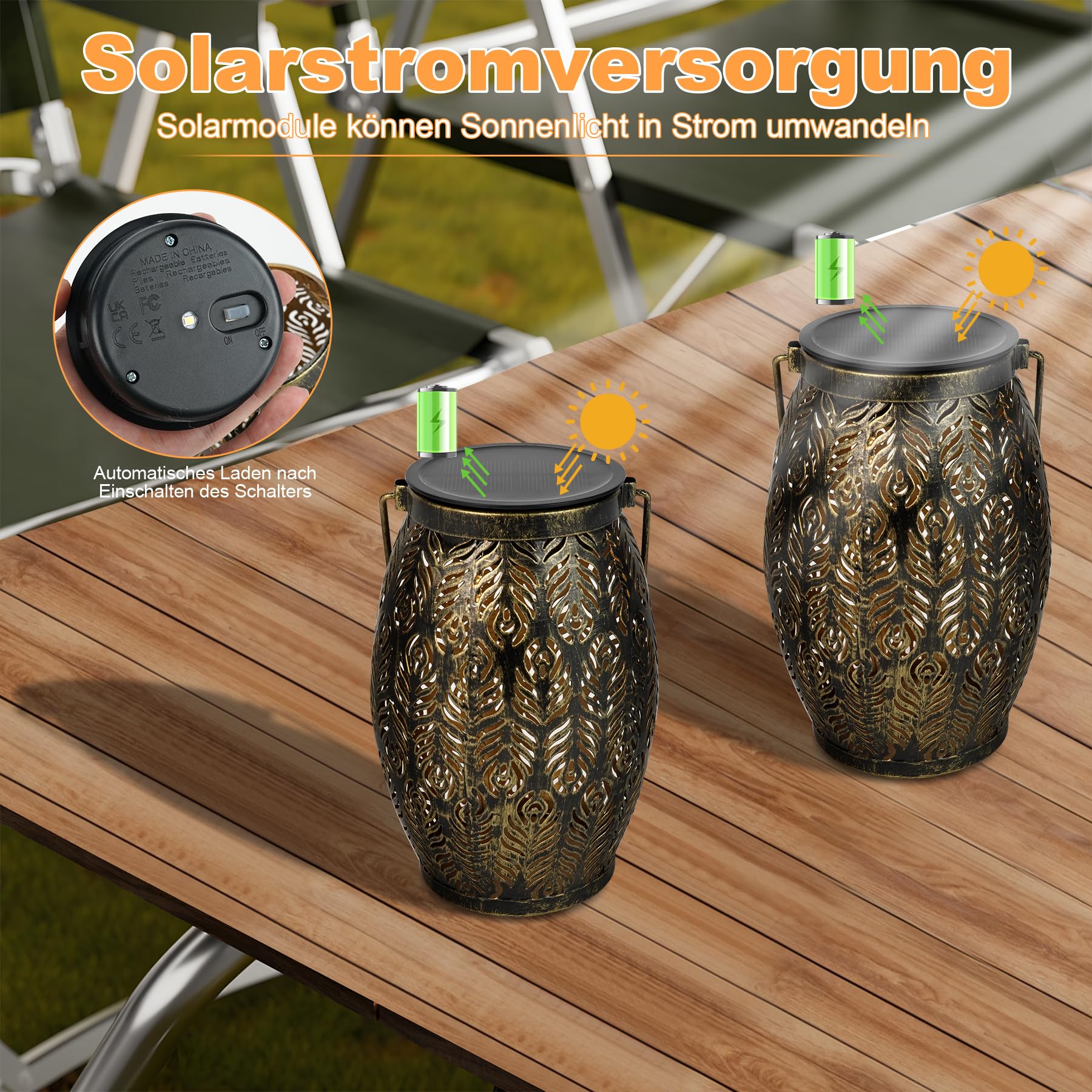 JOYCREATOR Lot de 4 lanternes solaires pour jardin extérieur
