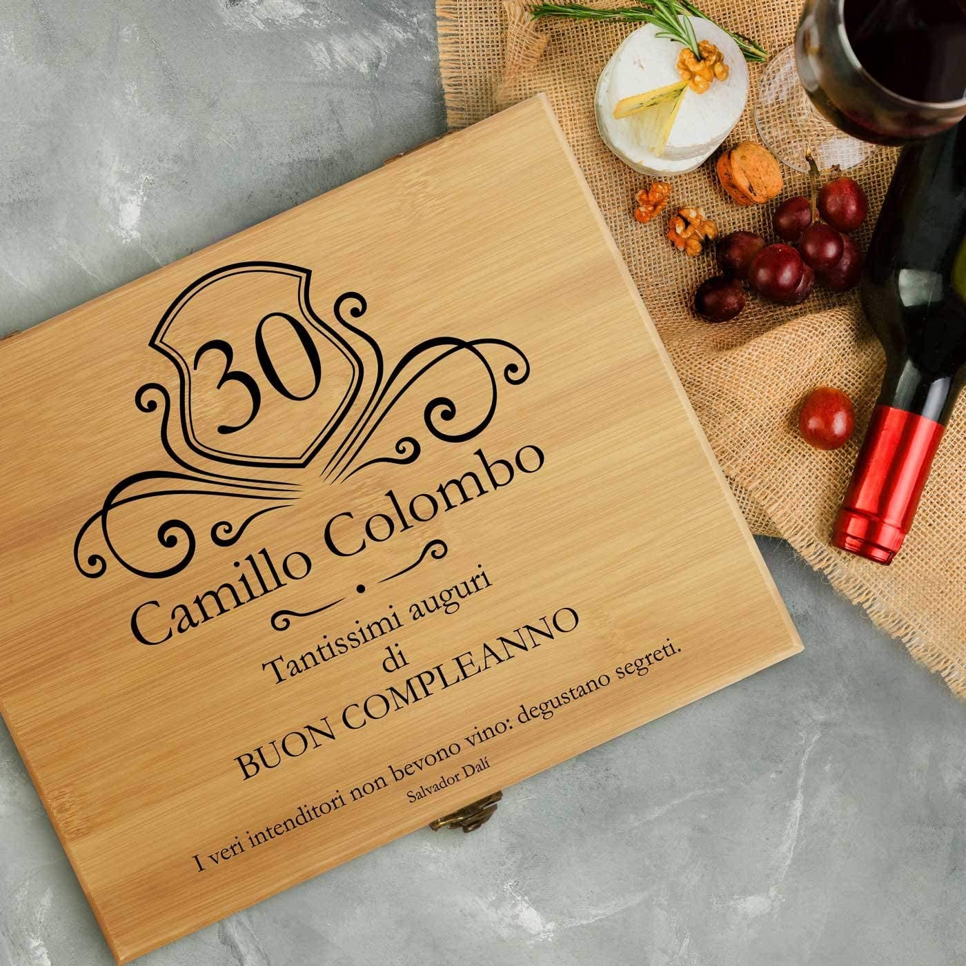 Set Cavatappi Da Vino Con Accessori - Scatola In Bamb&ugrave; - Regalo Elegante Per Intenditori