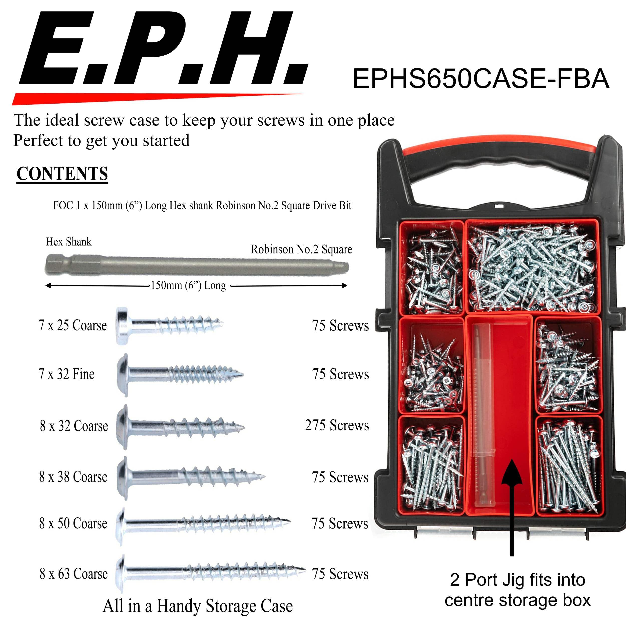 E.P.H. Pocket Hole Screws, No.8 x 38mm, Pack of 500, Coarse Self-Cutting Thread, Square Drive - Image 5