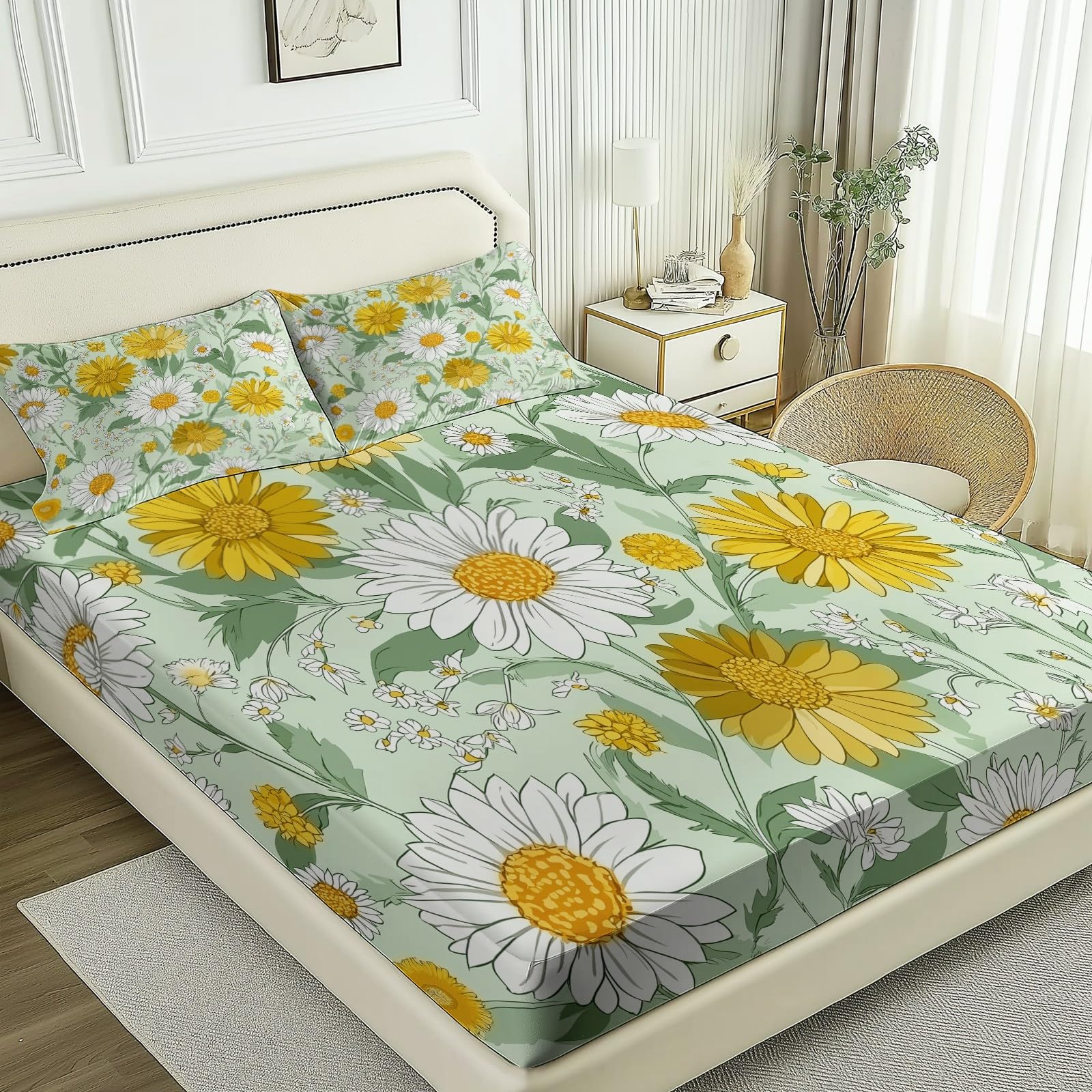 Drap housse 180x200 pour chambre adulte et enfant au style floral