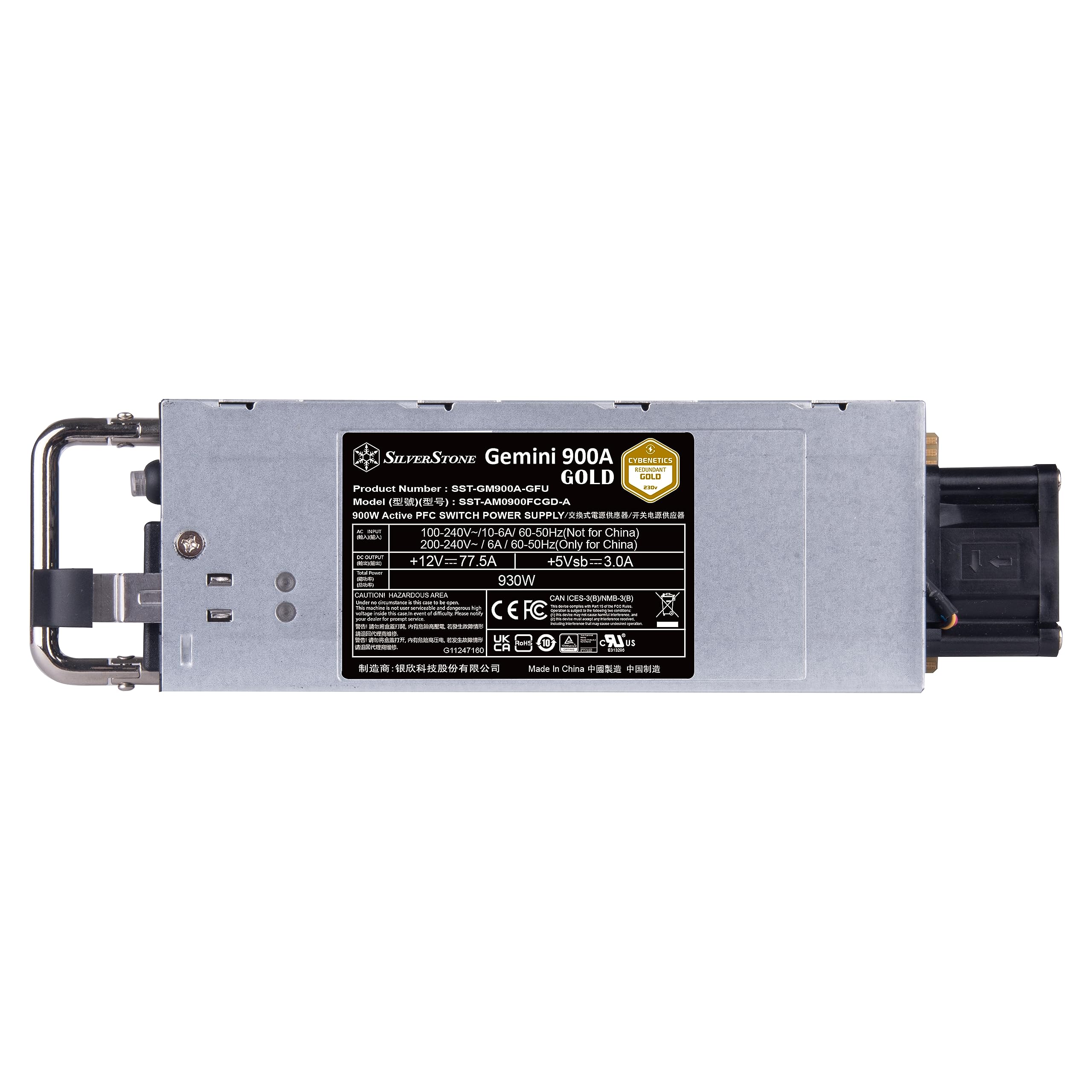 Silverstone SST-GM900A-GF, Fuente de alimentación ATX redundante Cybenetics Gold 900W