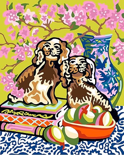 Miniatura 2 de Pintura por númeroperros Staffordshire 10 x 8 pulgadas  Kit de manualidades  Tablero de pintura de estilo vintage, perros de manto  EscociaGran