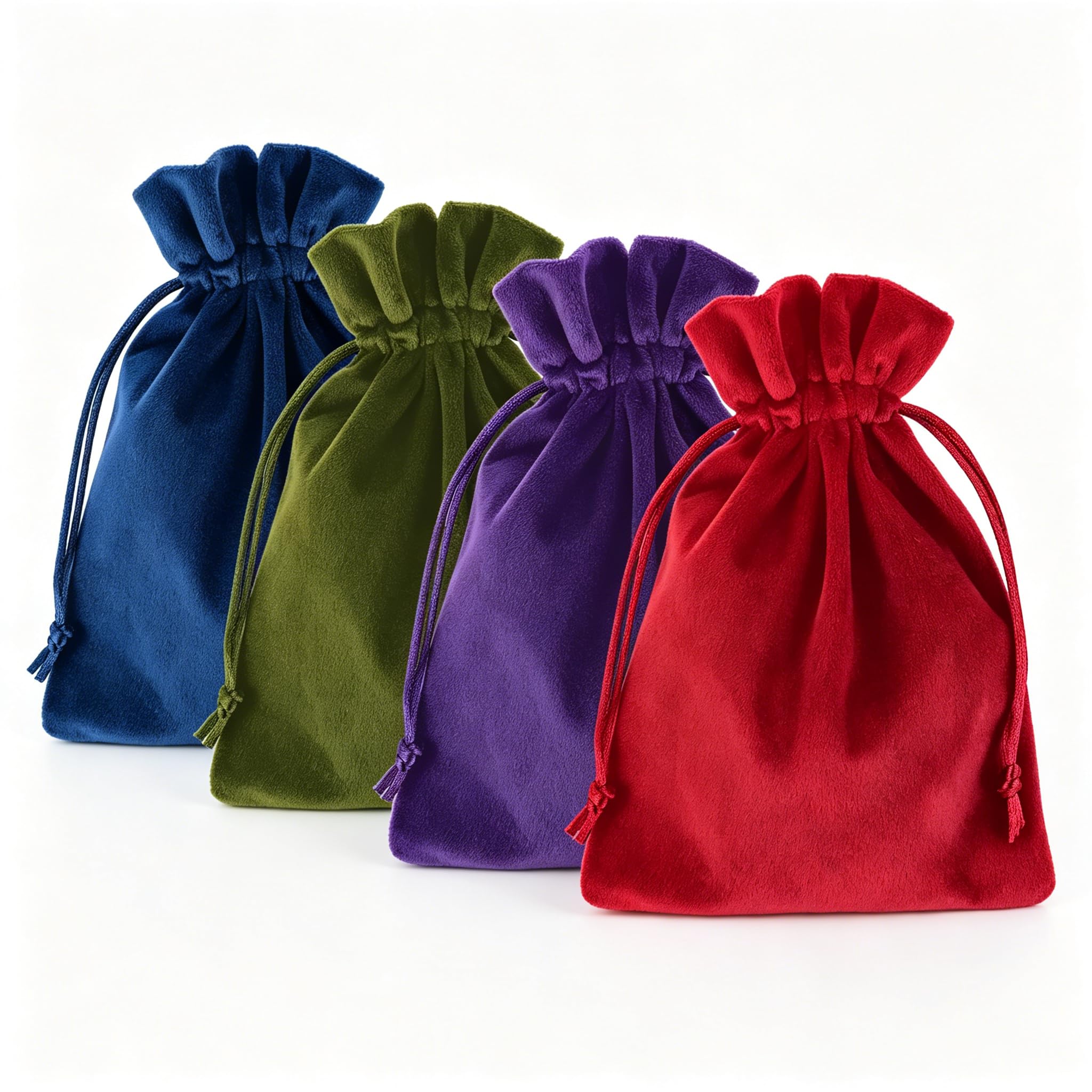HYMC 4pcs Velvet Drawstring Bags, Soft Velvet Gift Bags for Tarot Rune Dice Crystal Jewellery Storage, Small Drawstring Pouch 7.08x5.11 inch for Women Jewelry Organiser（4 Colors）