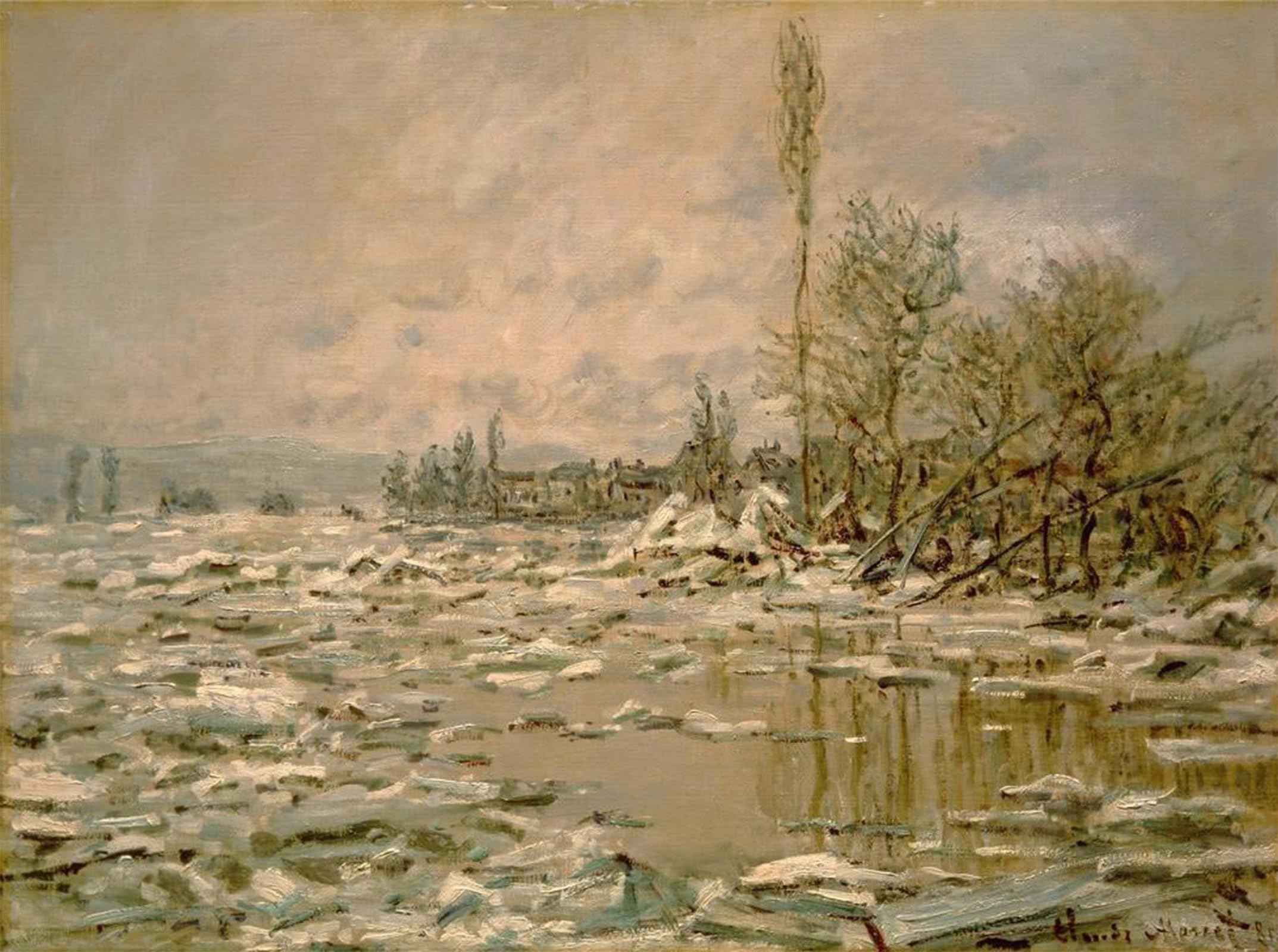ARTXLXXBN Famous Prints Artwork Pictures Poster Painting Art The Gray Weather Debacle by Claude Monet Artwork Landscape Pictures for Home Decor 60x90cm