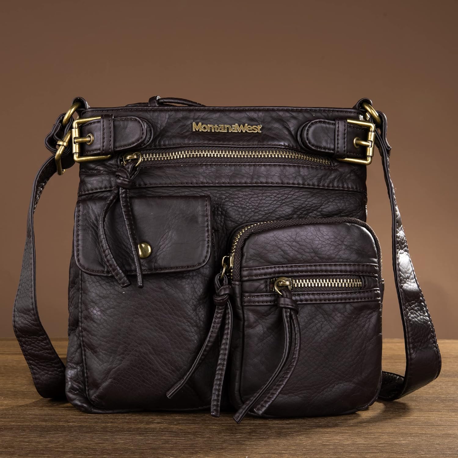 Montana West Crossbody Bag for Women Soft Washed Leather Multi Pocket crossbody handbags - Image 2