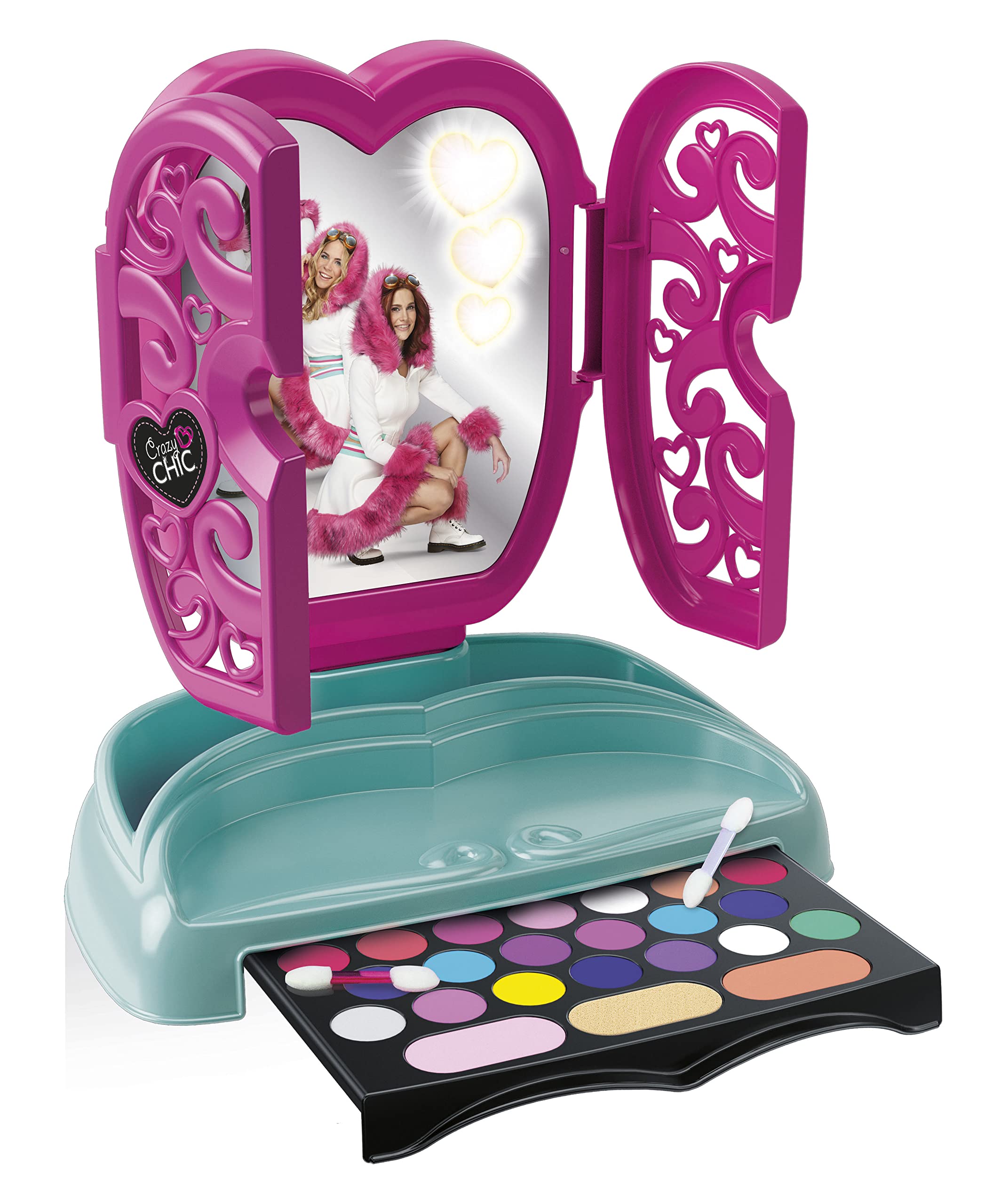 Clementoni Kit Art & Crafts K3 - Make Up Spiegel, Trucco di giocattoli, Trucco per bambini, Kit di Design Moda per Bambini, 6-8 anni, 66966