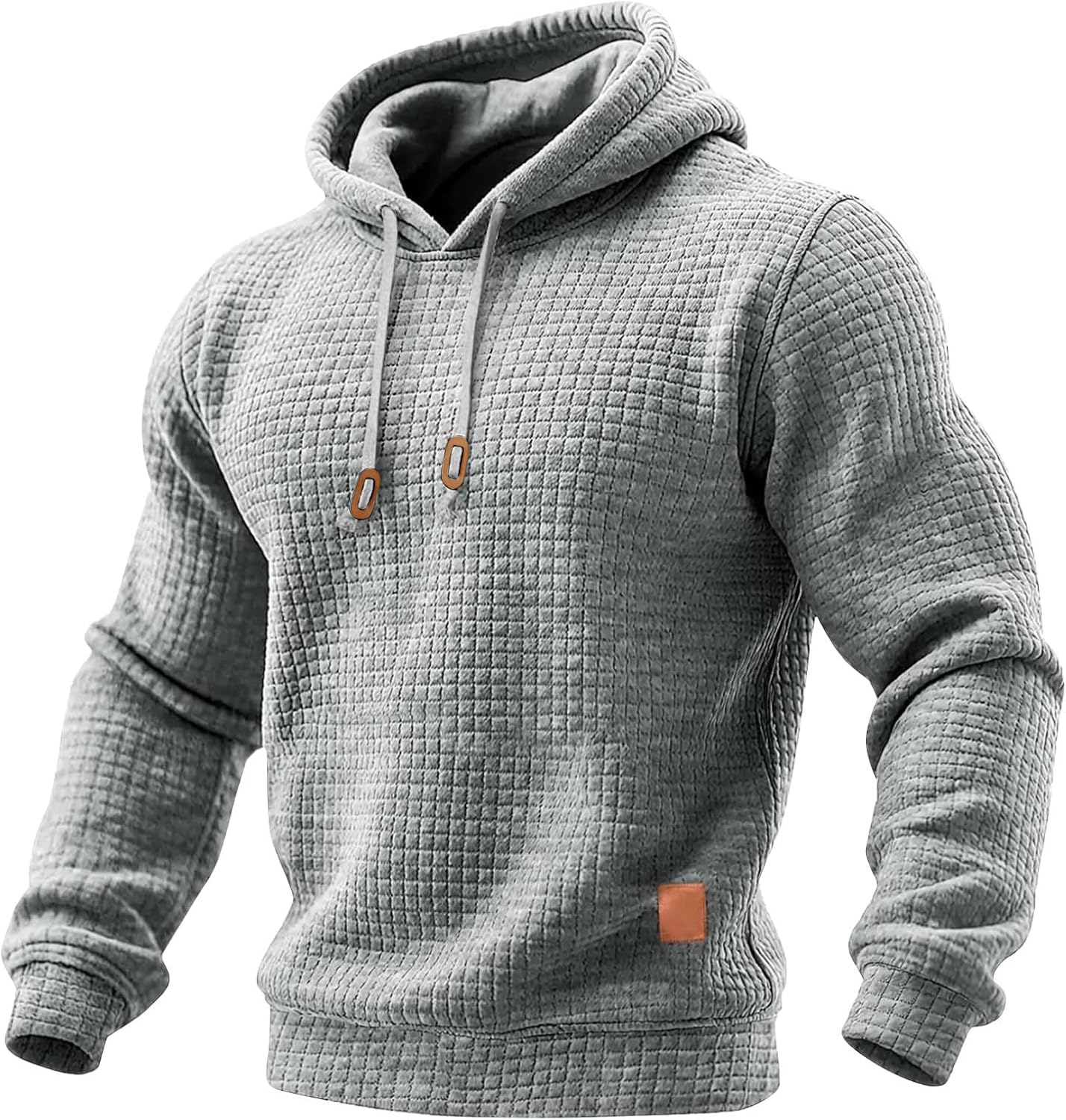 Workout Hoodies for Men Waffle Big and Tall Long Sleeve Sweatshirt Loose Fit Solid Color Exercise Training Pullover - Image 2