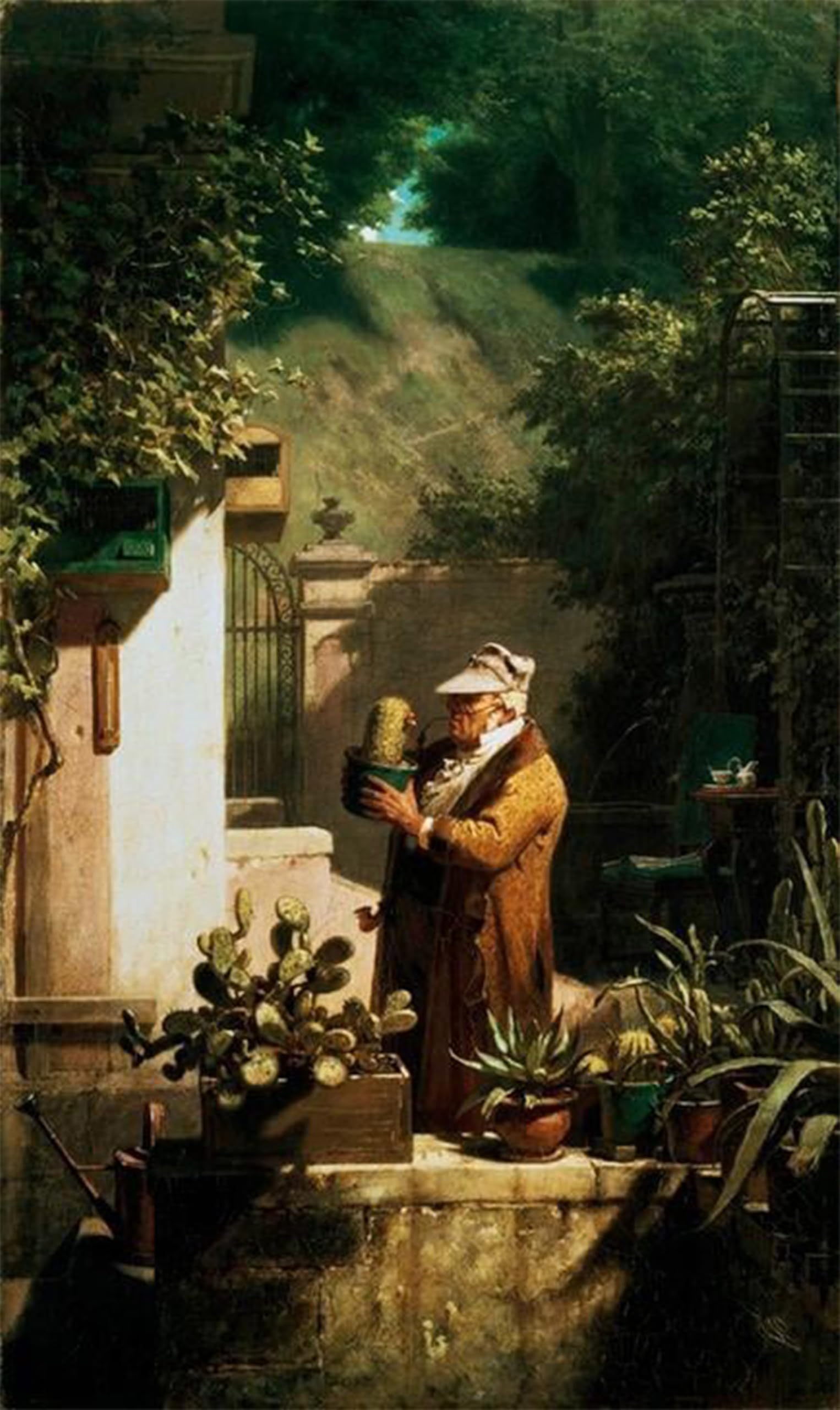 RZHRHJES Retro Picture Portrait Oil Painting Modern Wall Artwork The cactus friend by Carl Spitzweg Canvas Poster for Home Decor 60x90cm