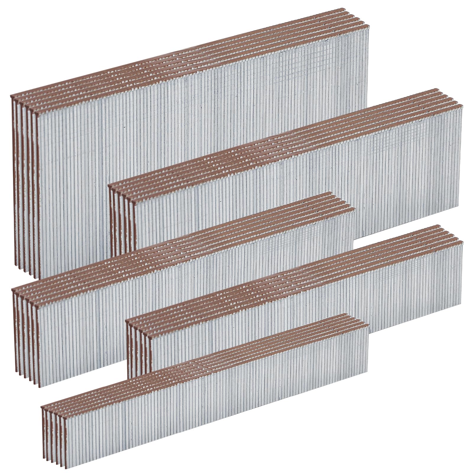 SITLDY 18 Gauge Galvanized Brad Nails Brown T-head 5 Sizes 1500-Pack (5/8"+3/4"+1"+1-1/4"+2"),300 per size, Assorted Size Project Pack, for Pneumatic,