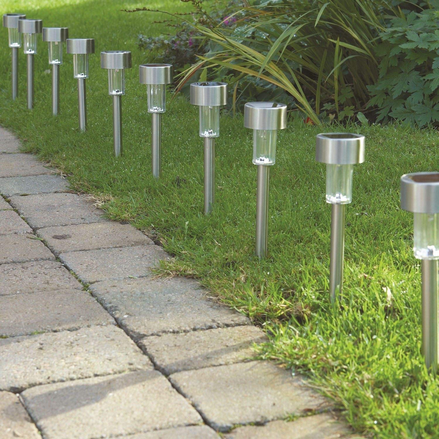 VIVO 10x Solar Powered Stainless Steel LED Post Lights Garden Grass Outdoor Lighting