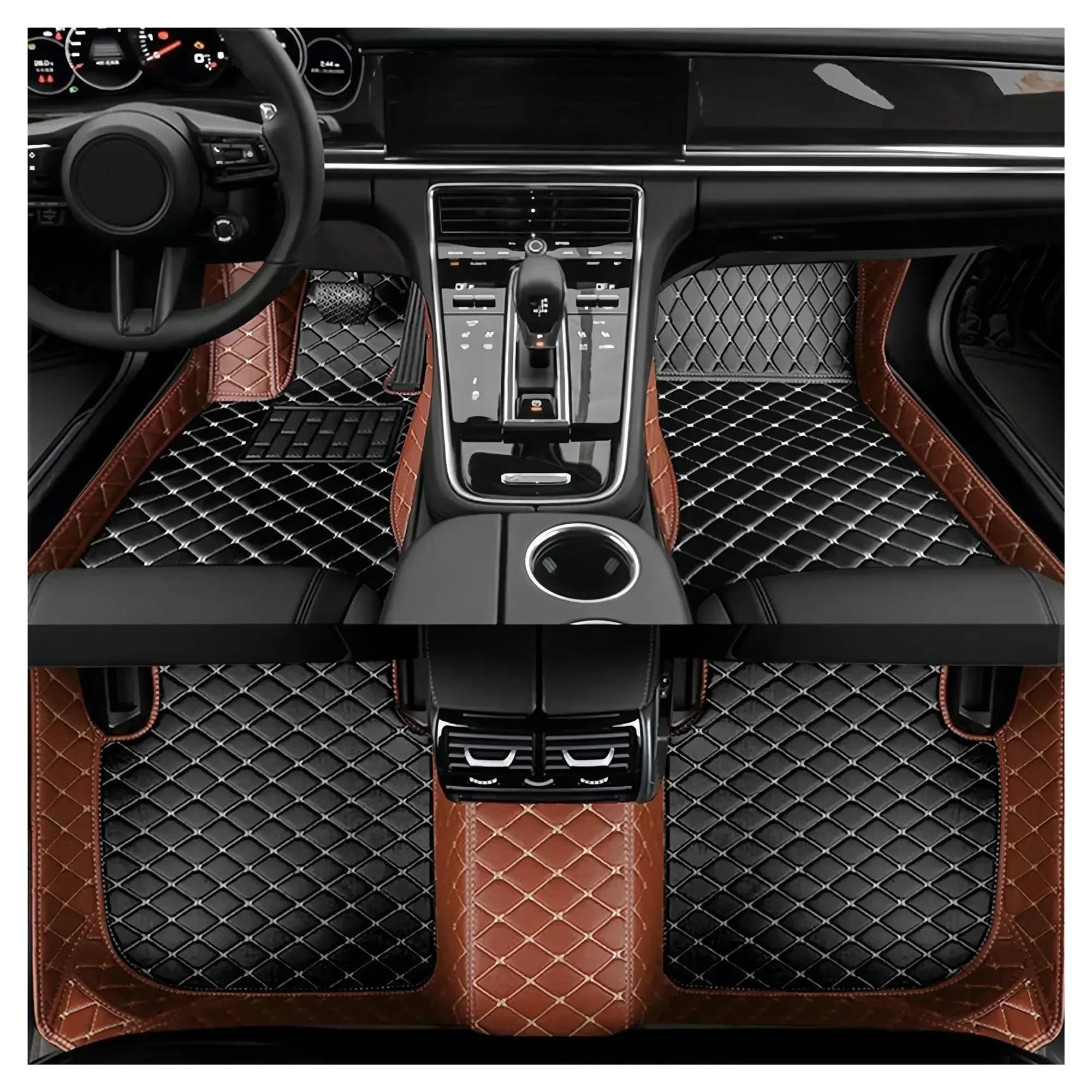 Auto Fussmatten Für Land Für Rover Für Discovery 3 2004-2009 Wetterfeste Leder-Bodenmatten Vollständige Abdeckung Teppich-Auto-Fußmatten Fußmatten Automatten(Style 1 Black Red)