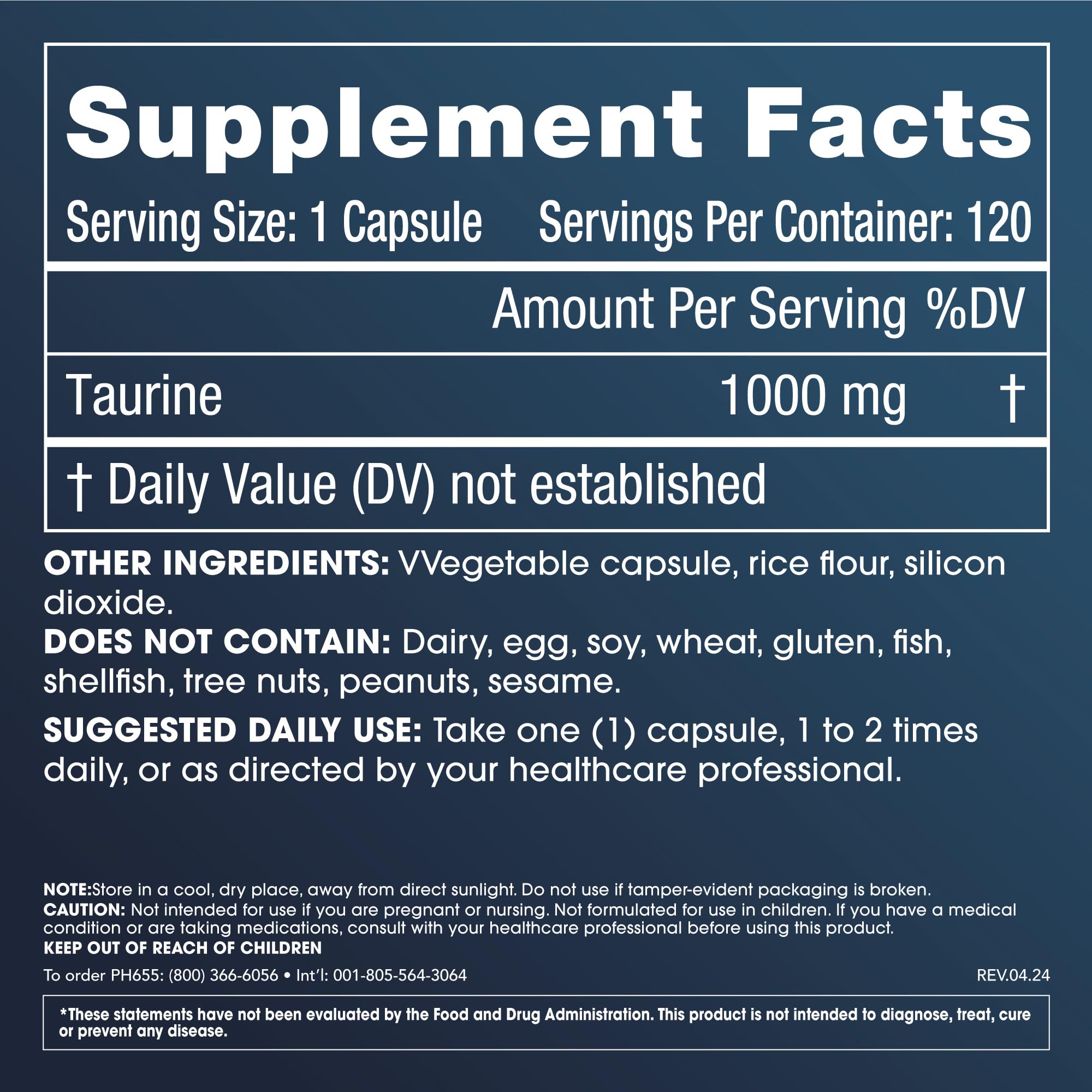ProHealth Pure Taurine | Support Healthy Aging, Brain and Heart Health, Sports Performance | Antioxidant | 1000 mg per Capsule | Clinically Studied, Third-Party Tested, 120 Vegetarian Capsules — Amazon image 2