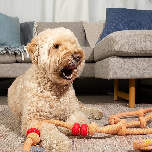 Miniatura 3 de Tumbo Remolcador de tronco  Juguete de cuerda de tronco de árbol de 8 pies de largo con mango y anillos de goma  Juguete de cuerda para perros de
