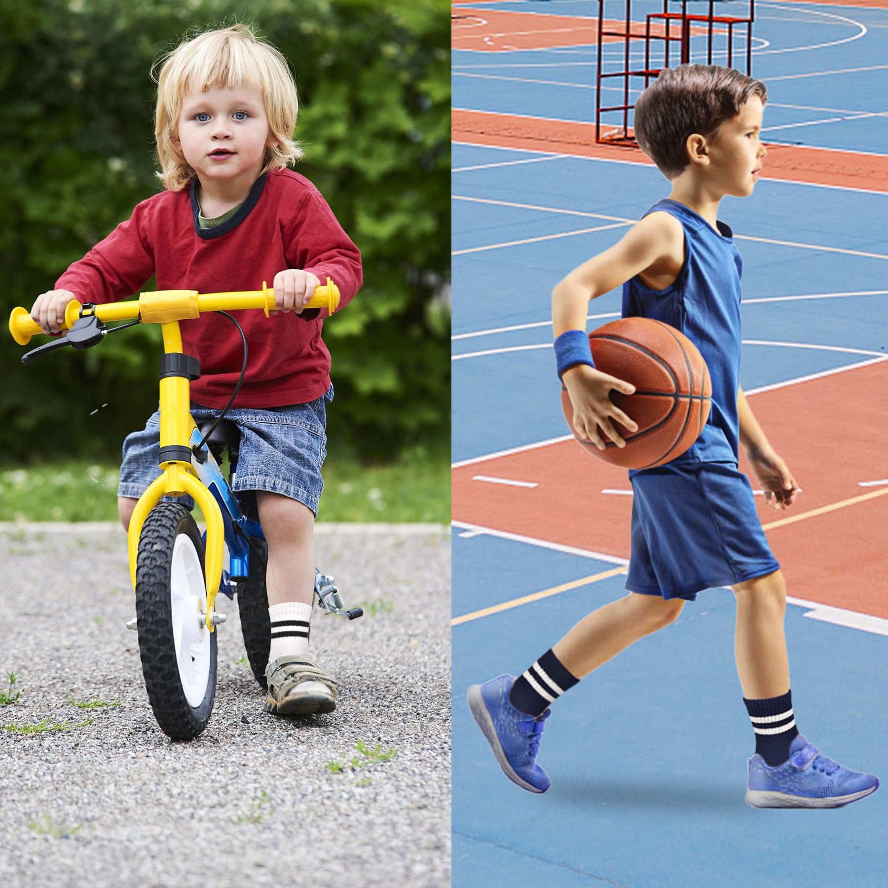12 paia di calzini per bambini, in cotone, per sport, da tennis, da 1 a 12 anni, 23-26 27-30 31-34 35-38