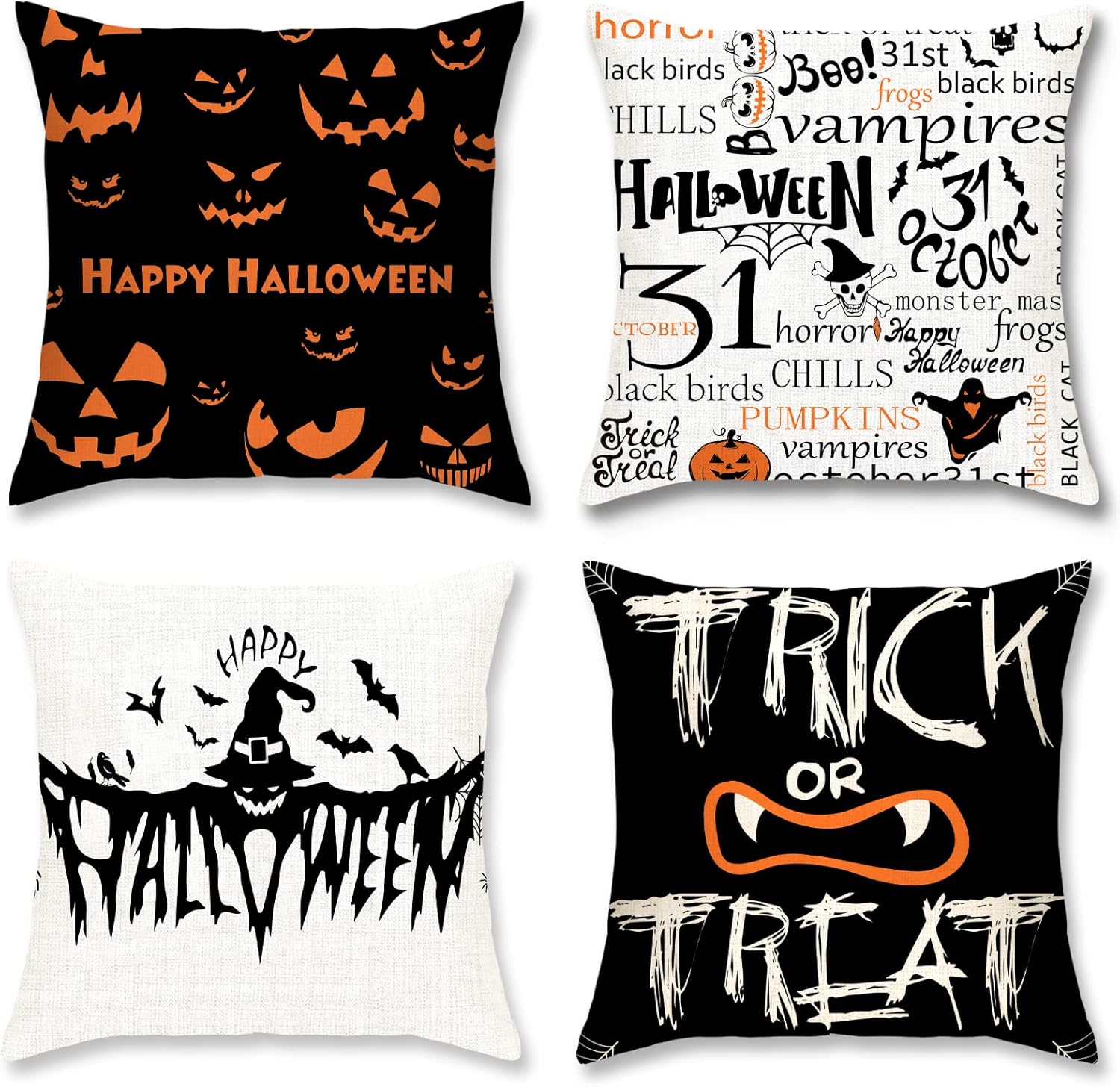 Halloween Pillow Covers 18x18 inch Set of 4 Halloween