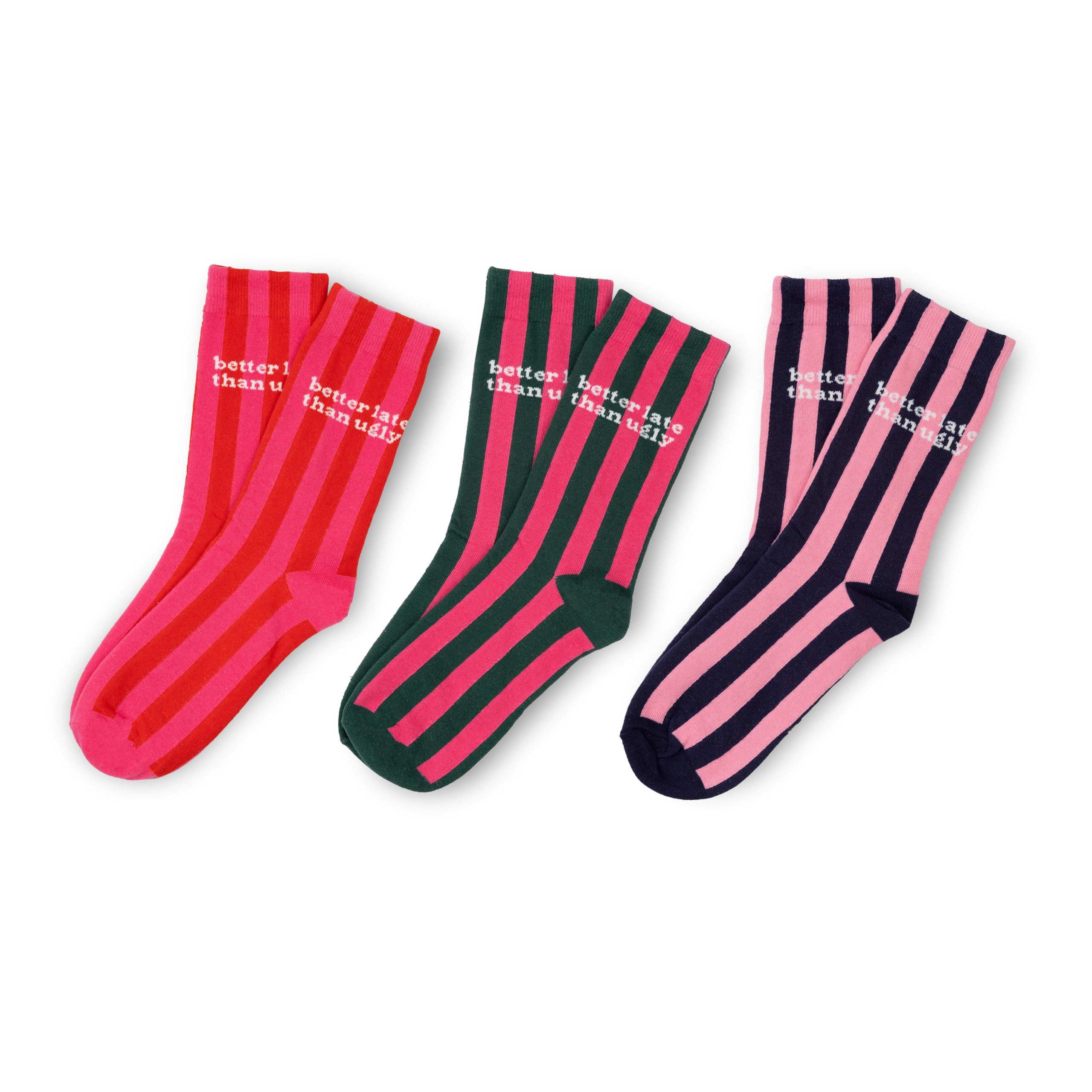 Fisura Unisex Multicolor – Funny Socks Better Late Than Ugly. Pack Of 3 Original Socks. Cotton Printed Design For Men And Women.