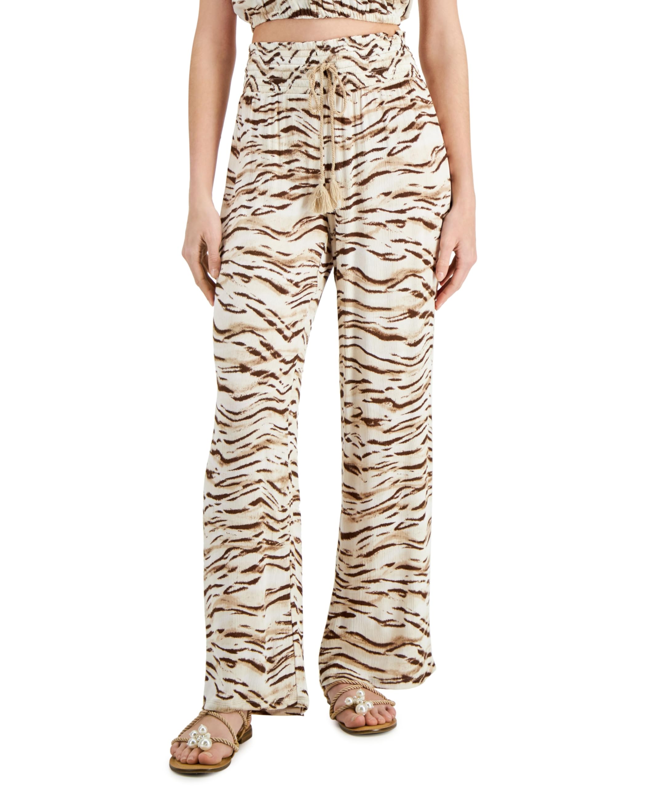 I N C INTERNATIONAL CONCEPTS Womens Printed Wide Leg Pants Talia Tiger S