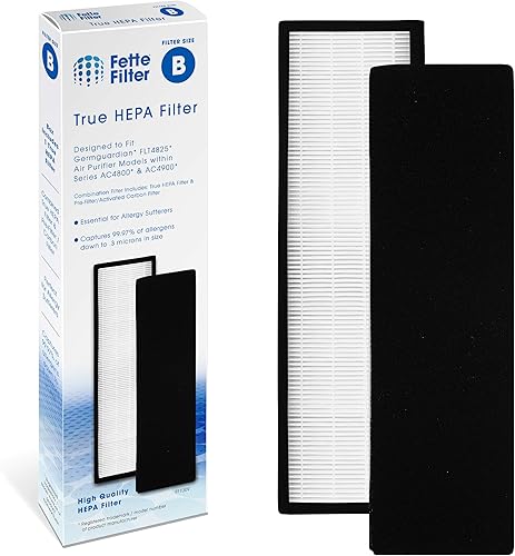 Fette Filter - FLT4825 Premium True HEPA H13 Filtro B Compatible con GermGuardian Purificador de Aire Serie AC4825 AC4300BPTCA AC4850PT AC4900CA